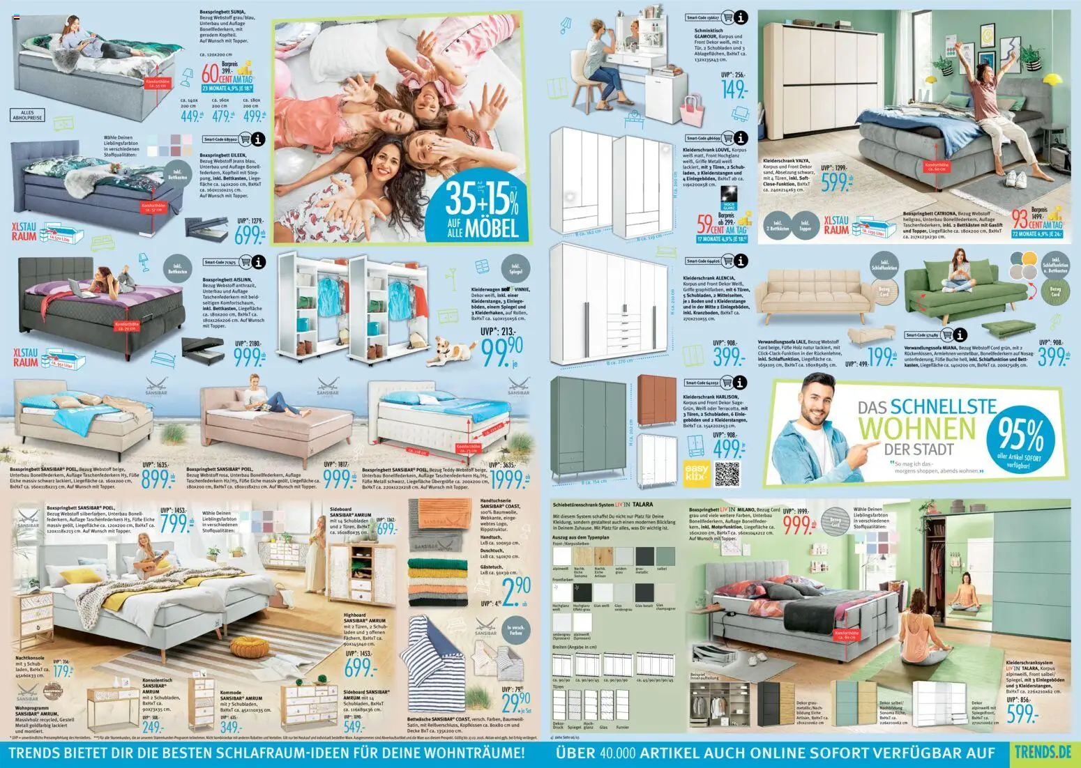 Trends Prospekt 	 – gültig ab 21.02.2026 | Seite: 3 | Produkte: Decke, Kleiderschrank, Liege, Jeans