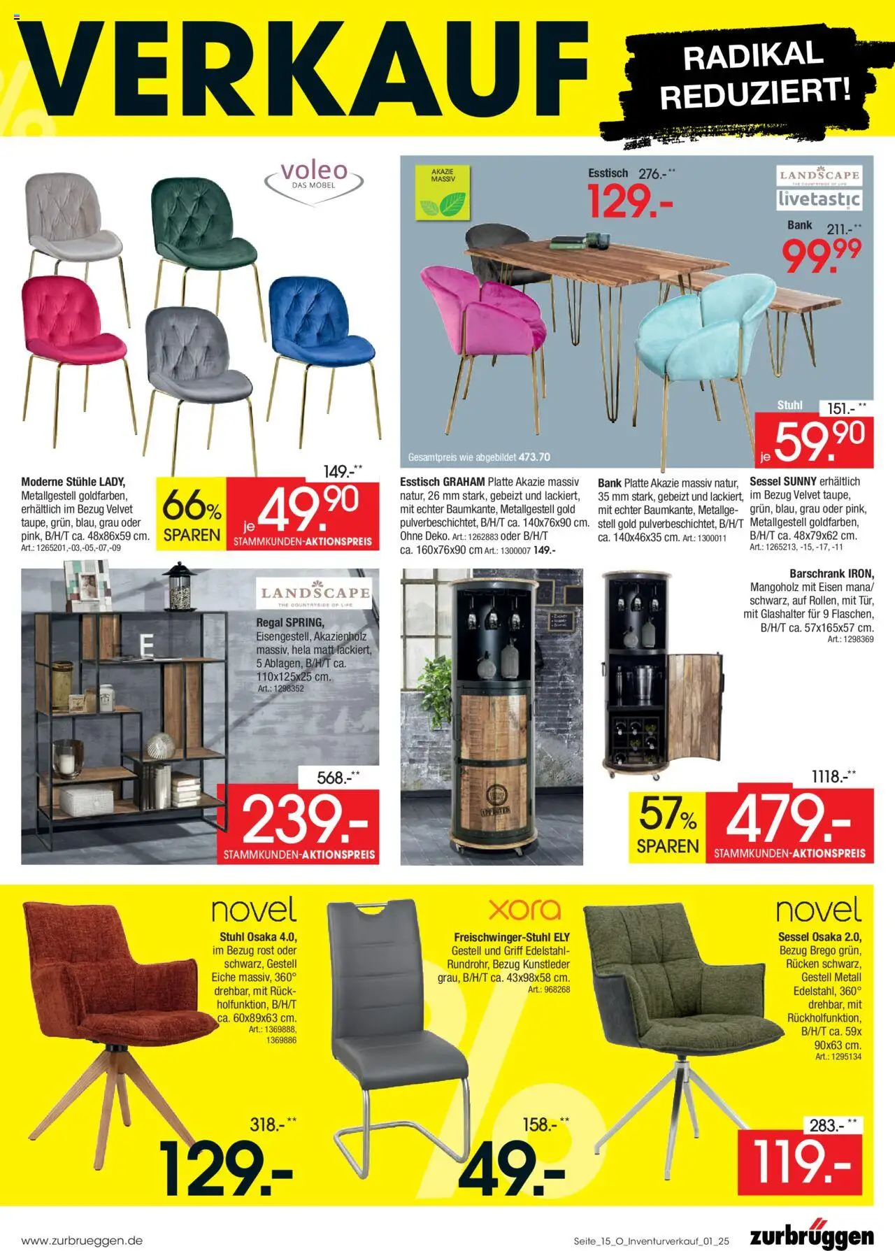 Zurbrüggen Inventurverkauf - gültig ab dem 04.08.2025 | Seite: 17 | Produkte: Esstisch, Sessel, Regal, Stuhl