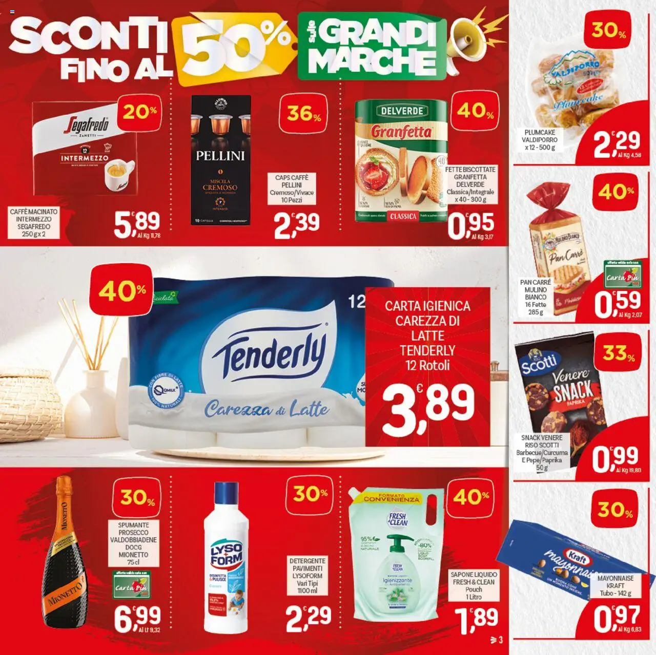 Volantino CRAI del 18.09.2025 | Pagina: 3 | Prodotti: Carta igienica, Sapone, Caffè, Detergente