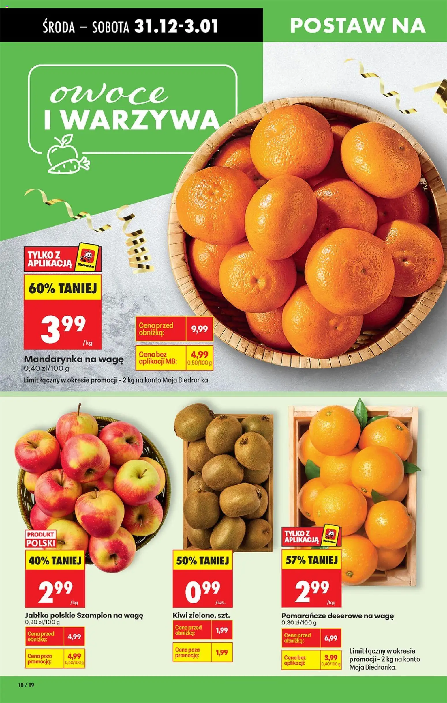 Biedronka gazetka - Oferta w tym tygodniu od 31.12.2025 | Strona: 24 | Produkty: Pomarańcze, Kiwi, Warzywa, Owoce