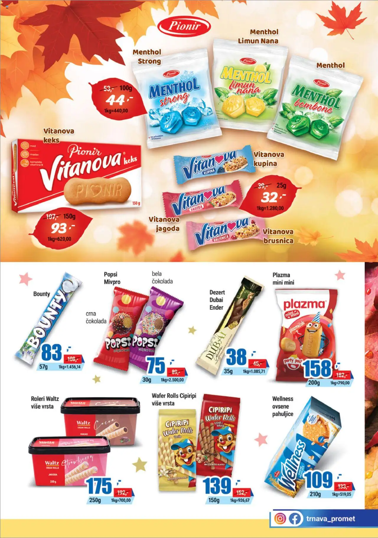 Trnava Promet katalog - važi od 22.09.2025 | Strana: 13 | Proizvode: Bombone, Maslac, Roleri, Pahuljice