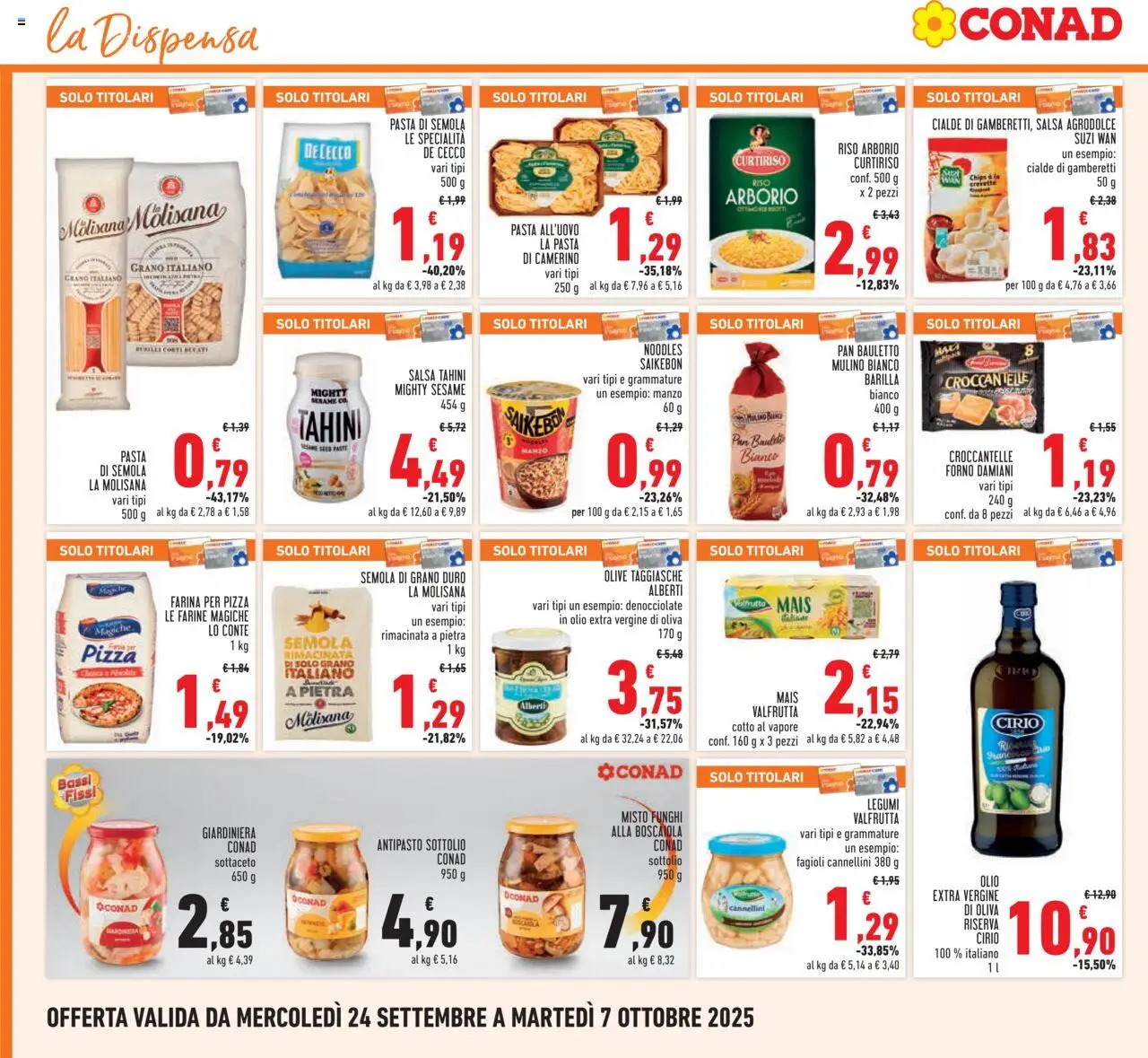 Volantino Conad del 24.09.2025 | Pagina: 14 | Prodotti: Pizza, Cannellini, Farina, Gamberetti
