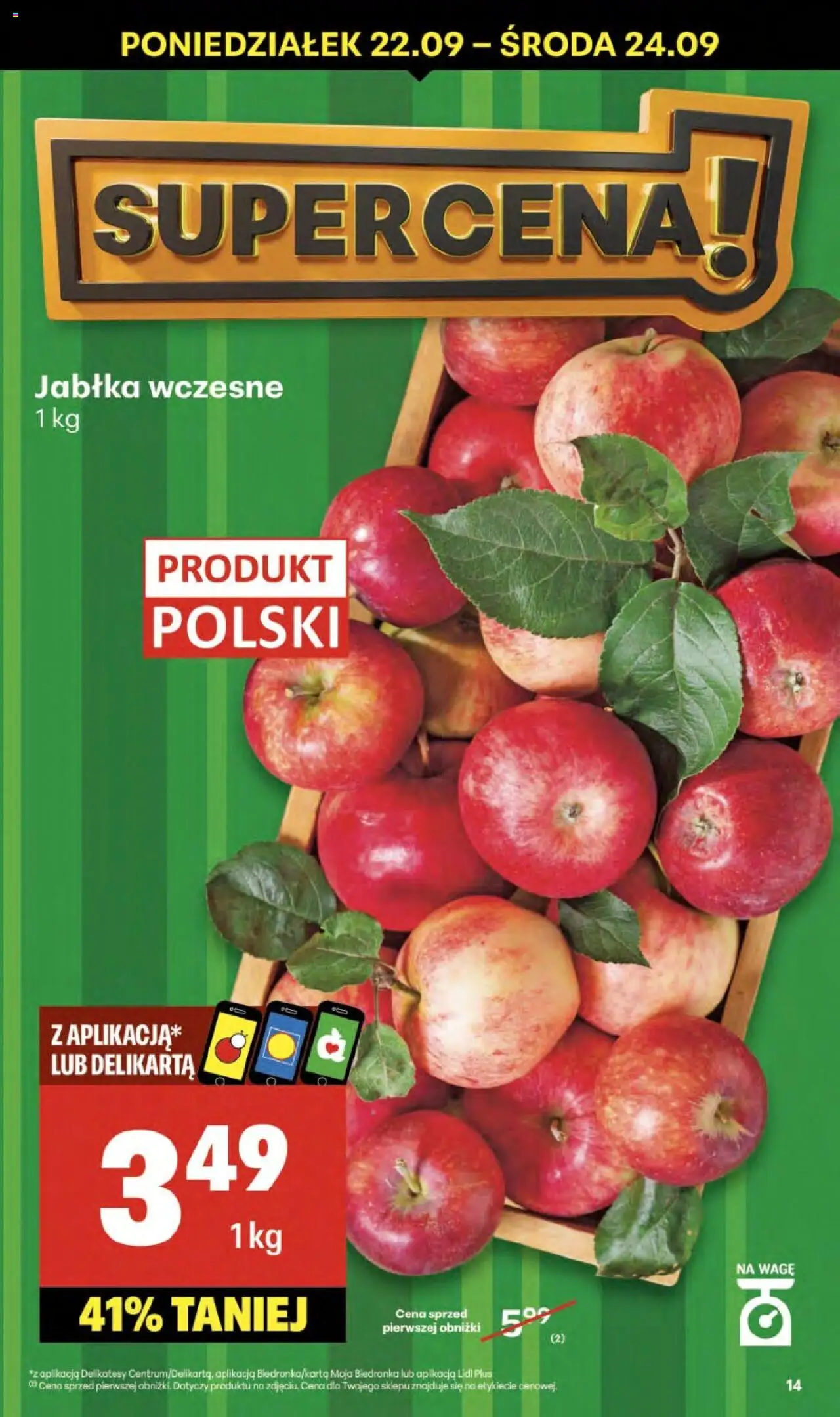 Delikatesy Centrum Gazetka od 18.09.2025 | Strona: 14 | Produkty: Delikatesy, Jabłka