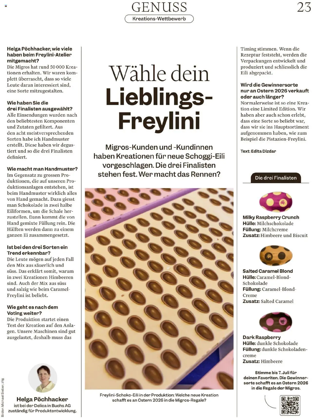 Migros Magazin ab 23.06.2025 | Seite: 23 | Produkte: Dunkle schokolade, Schokolade, Himbeere, Fall