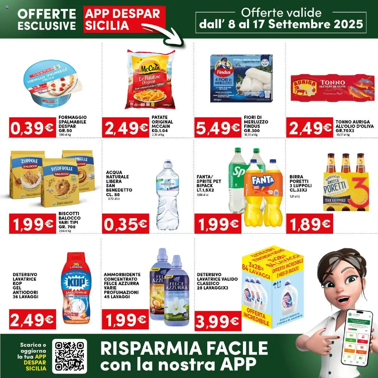 Volantino Eurospar del 08.09.2025 | Pagina: 14 | Prodotti: Birra, Biscotti, Patate, Acqua naturale