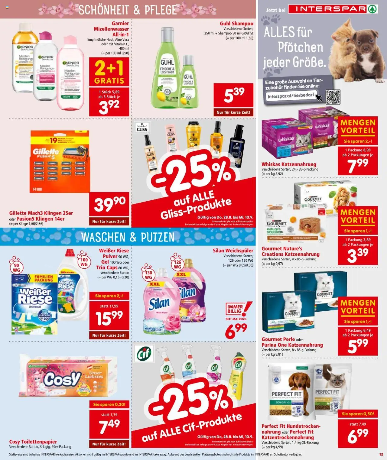 Interspar Flugblatt gültig ab 28.08.2025 | Seite: 13 | Produkte: Shampoo, Mizellenwasser, Weichspüler