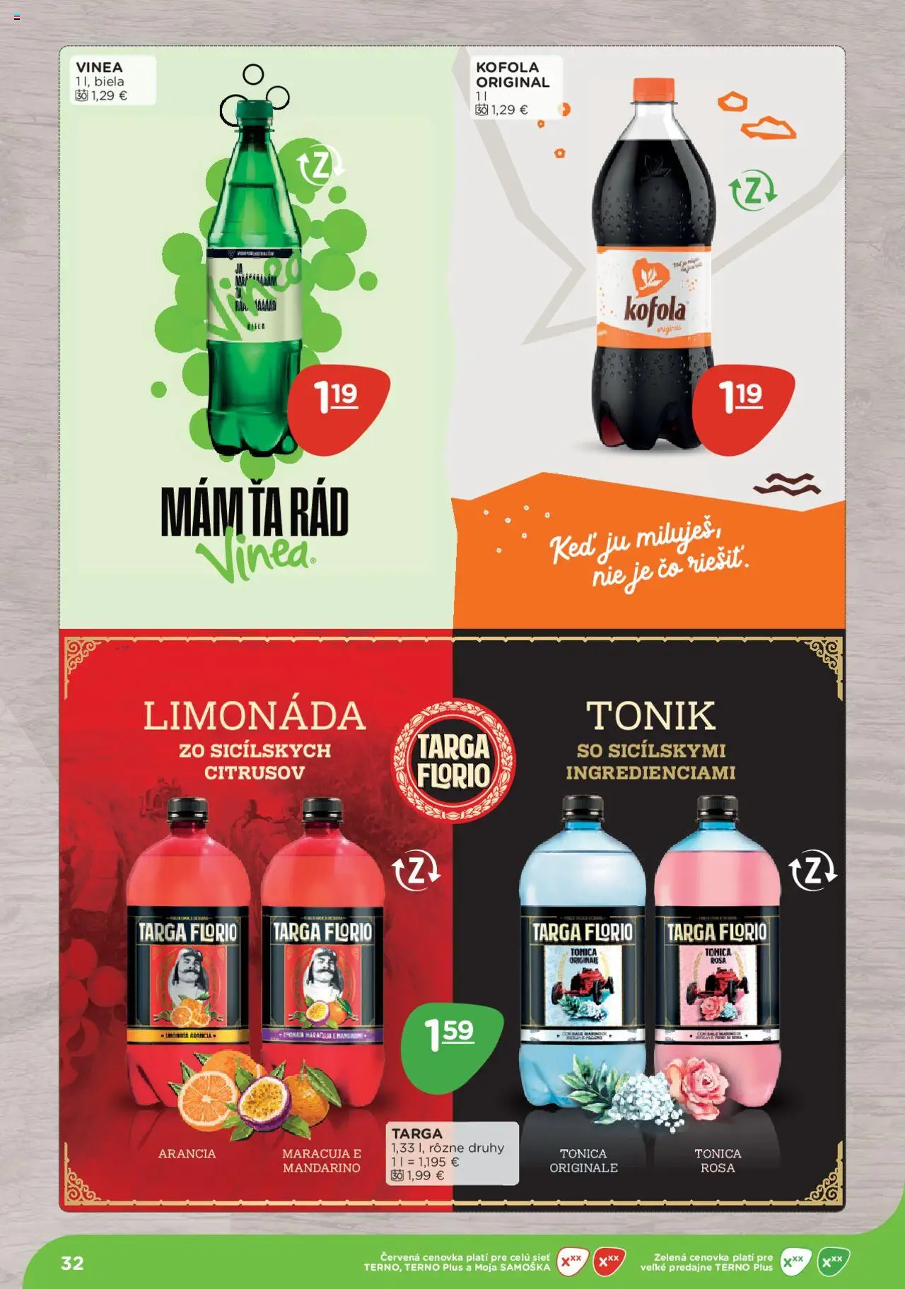 Nové Terno akcie – leták je platný od 08.09.2025 | Strana: 32 | Produkty: Kofola, Vinea