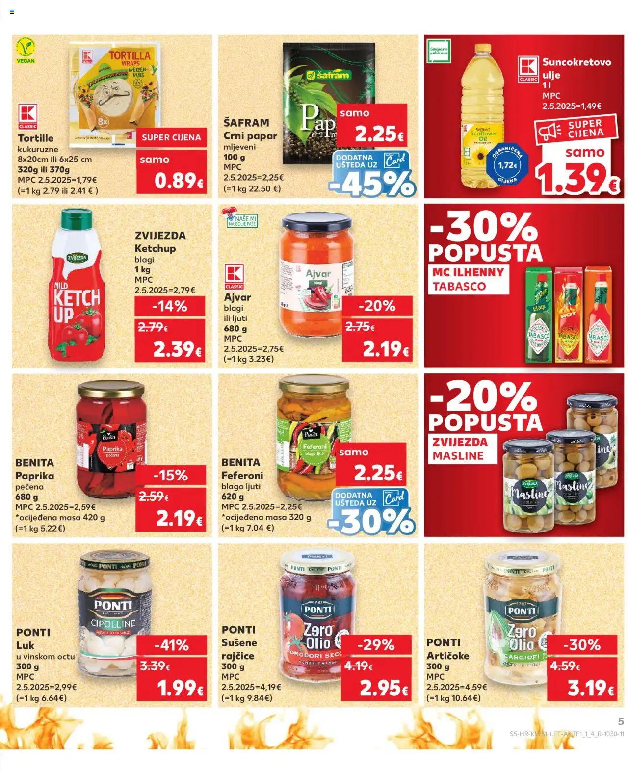 Kaufland katalog | vrijedi od 30.07.2025 | Stranica: 5 | Proizvodi: Suncokretovo ulje, Masline, Ajvar, Feferoni