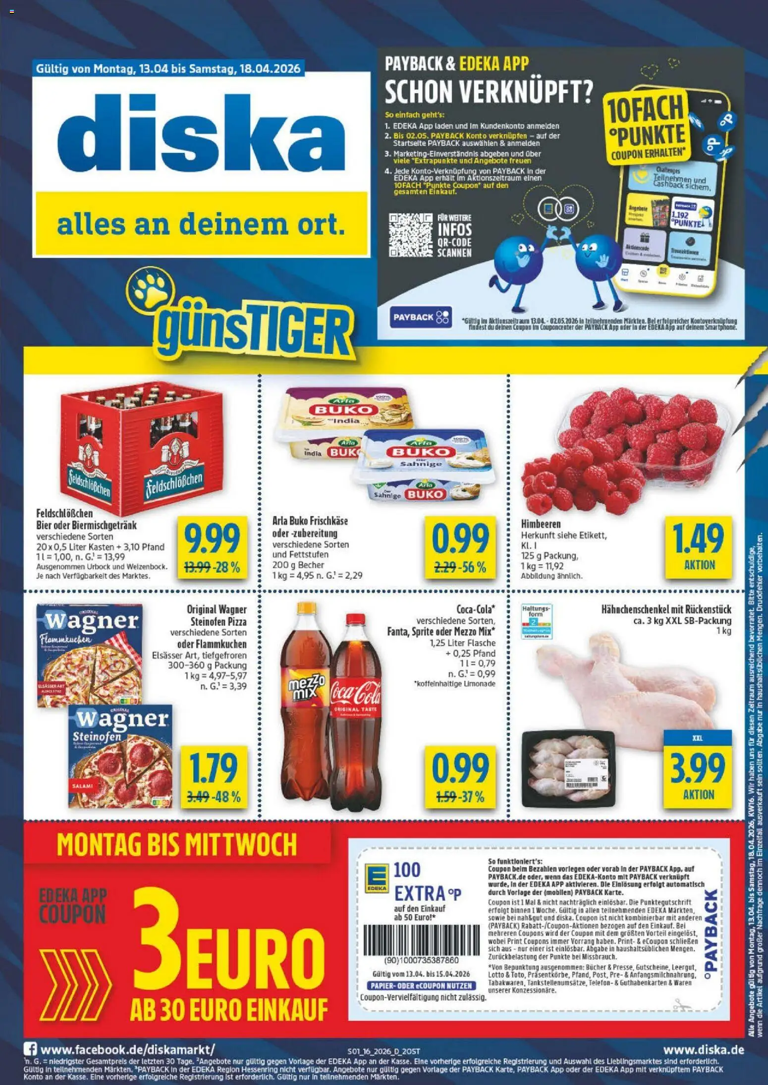 Diska Prospekt 	 – gültig ab 13.04.2026 | Seite: 1 | Produkte: Limonade, Arla buko, Telefon, Frischkase