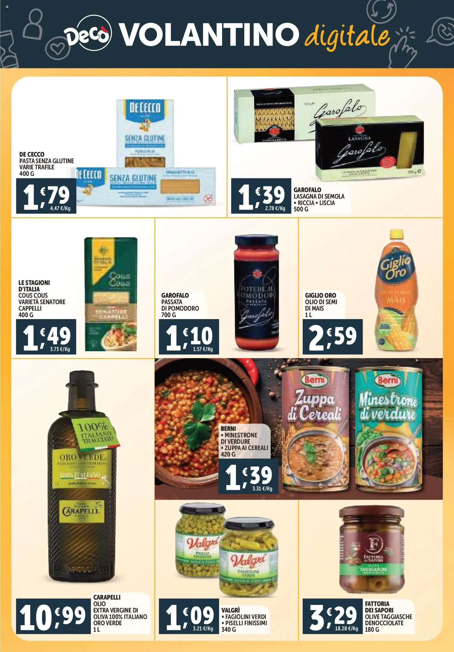 Volantino Decò del 20.11.2025 | Pagina: 27 | Prodotti: Pasta senza glutine, Olive, Cous cous, Fagiolini