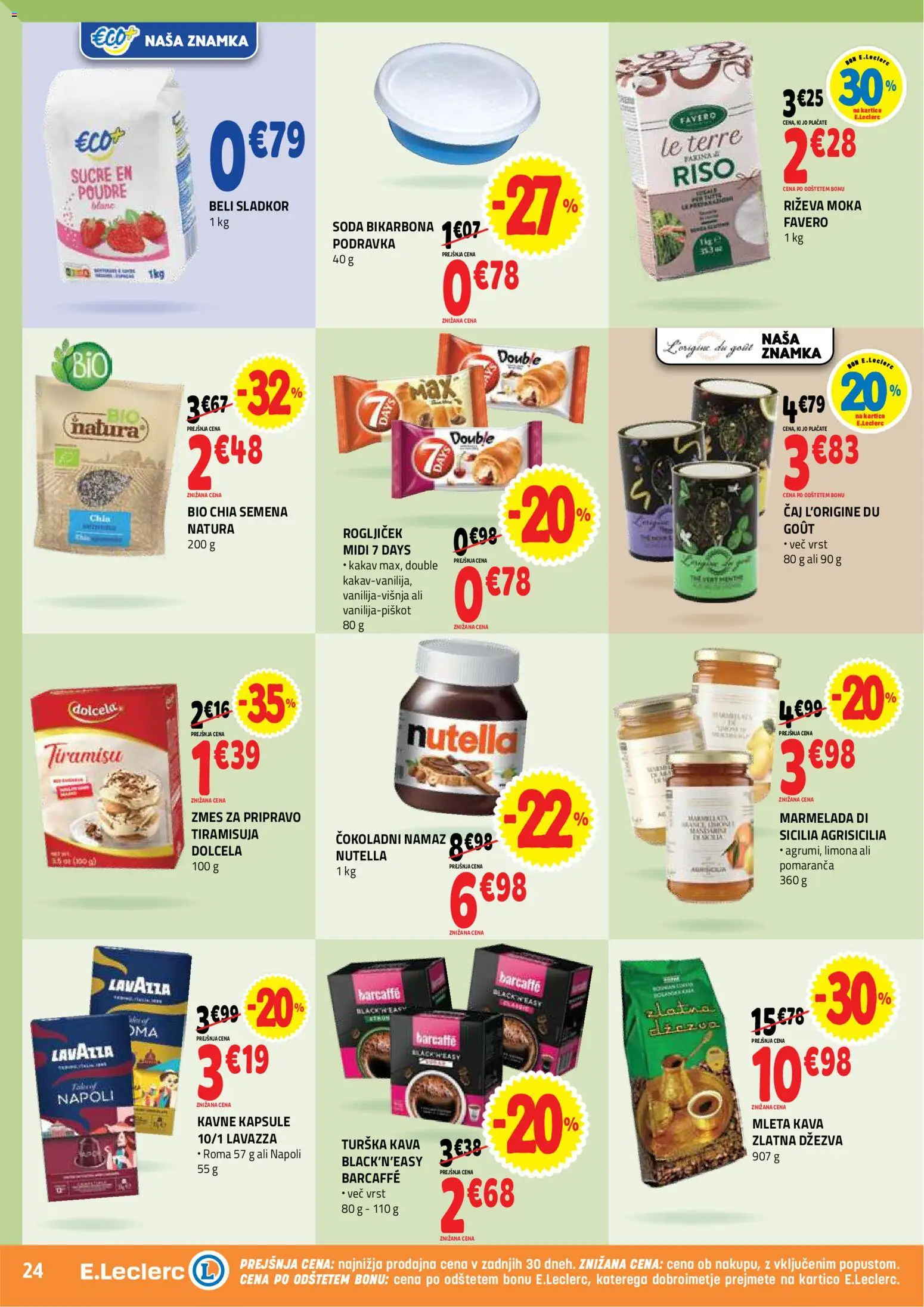 Novi E.leclerc katalog ponudbe – veljaven od 29.04.2026 | Stran: 24 | Izdelki: Moka, Kakav, Kavne kapsule, Kava