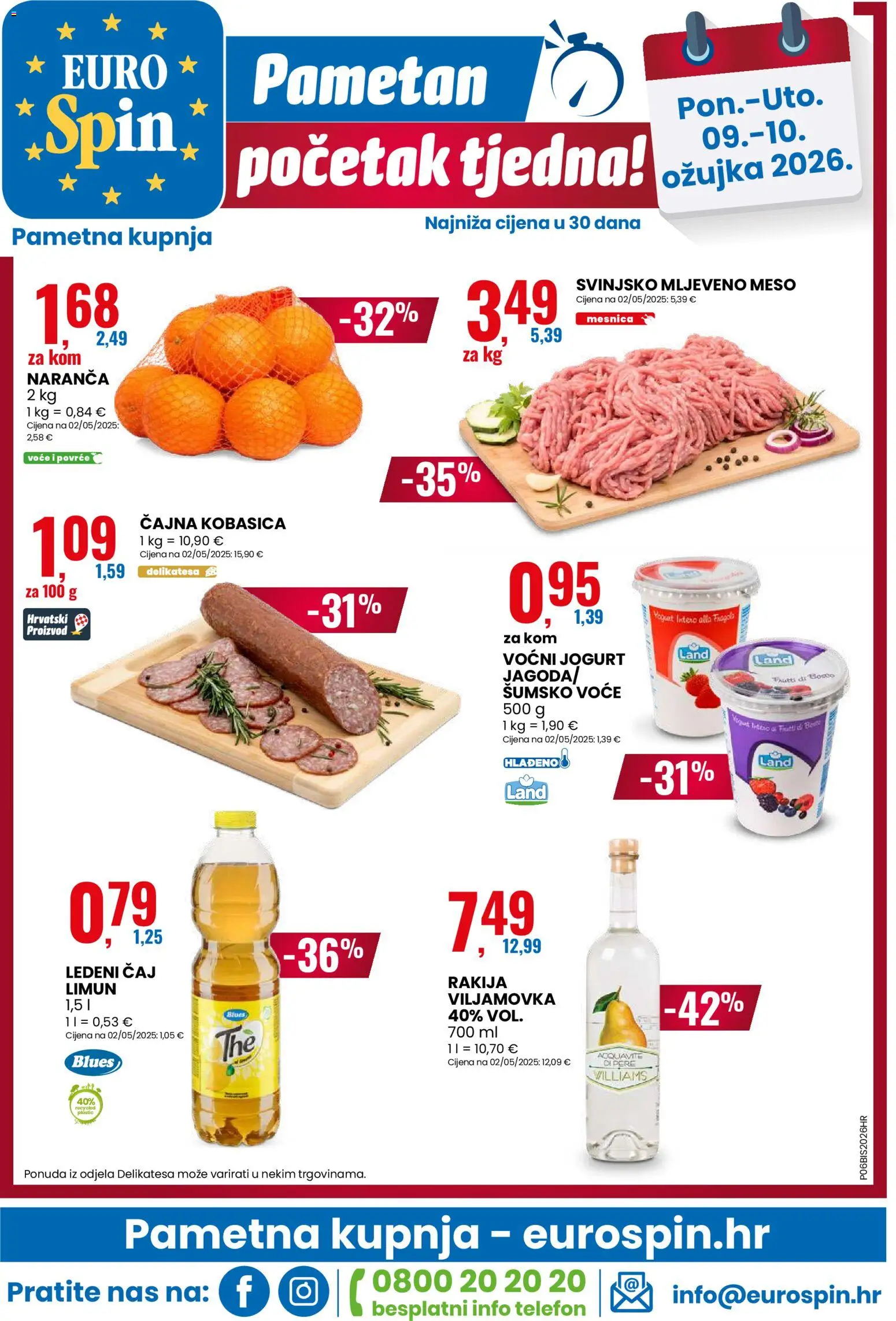 Eurospin katalog | vrijedi od 04.03.2026 | Stranica: 16 | Proizvodi: Šumsko voće, Ledeni čaj, Limun, Kobasica