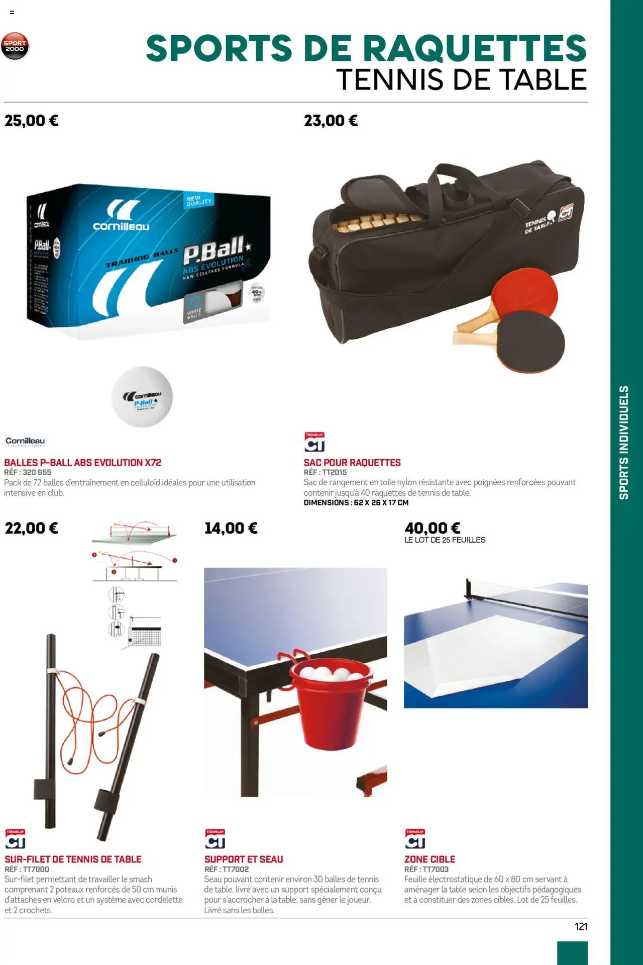  | Page: 121 | Produits: Sac, Table, Balles de tennis, Livre