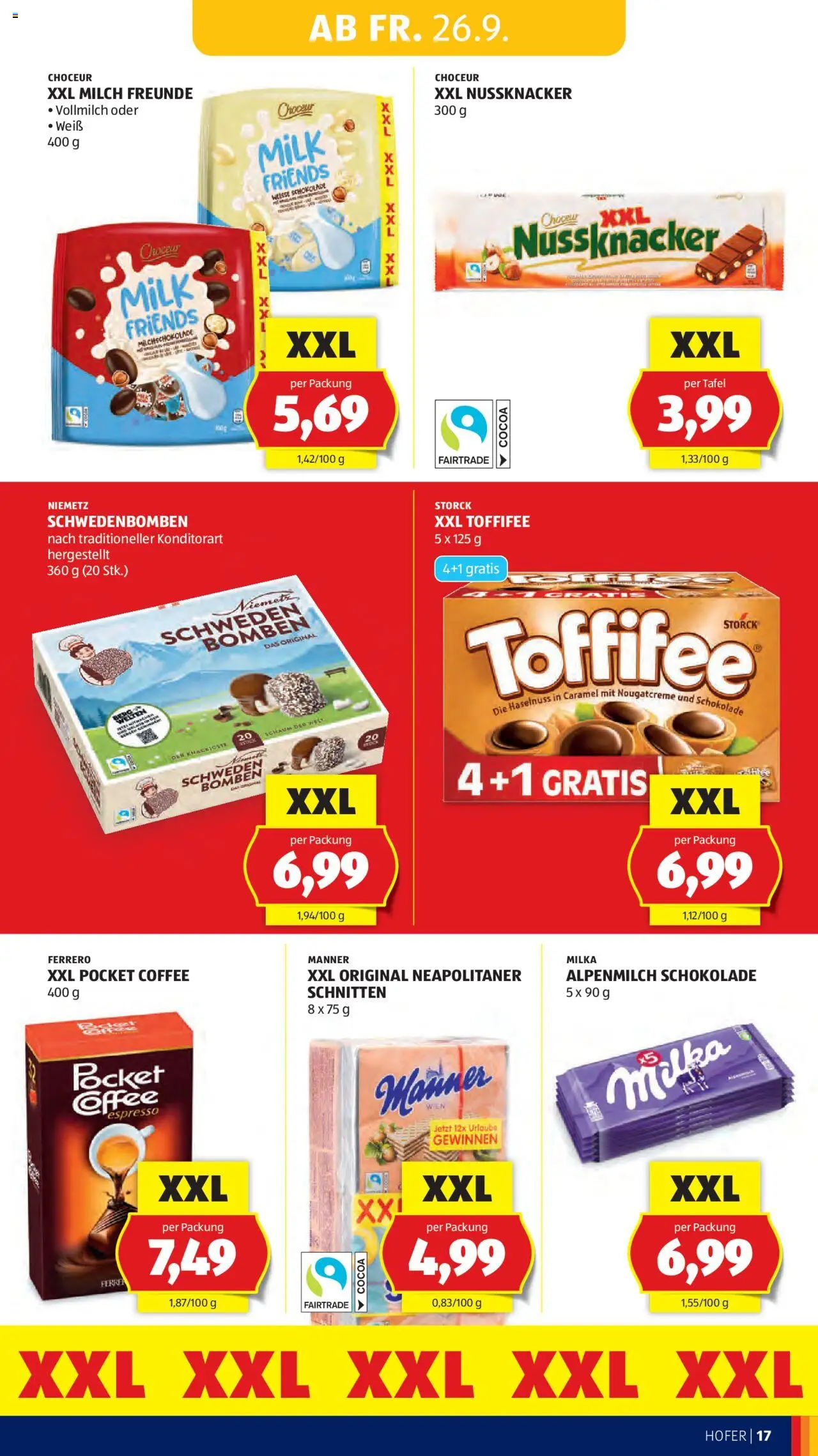 Hofer Flugblatt gültig ab 26.09.2025 | Seite: 19 | Produkte: Milch, Schokolade