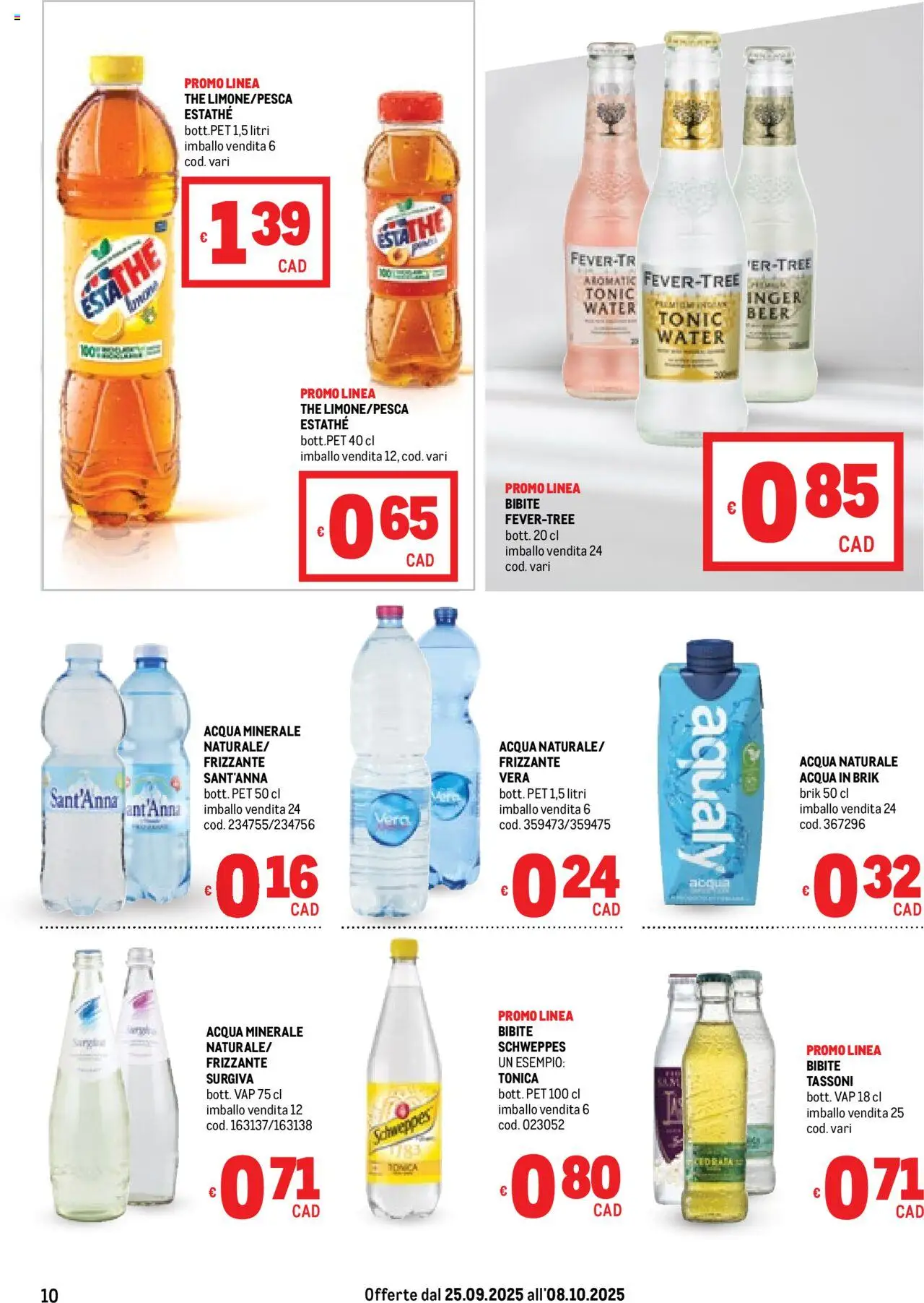 Volantino Metro del 25.09.2025 | Pagina: 10 | Prodotti: Acqua, The, Bibite, Acqua minerale