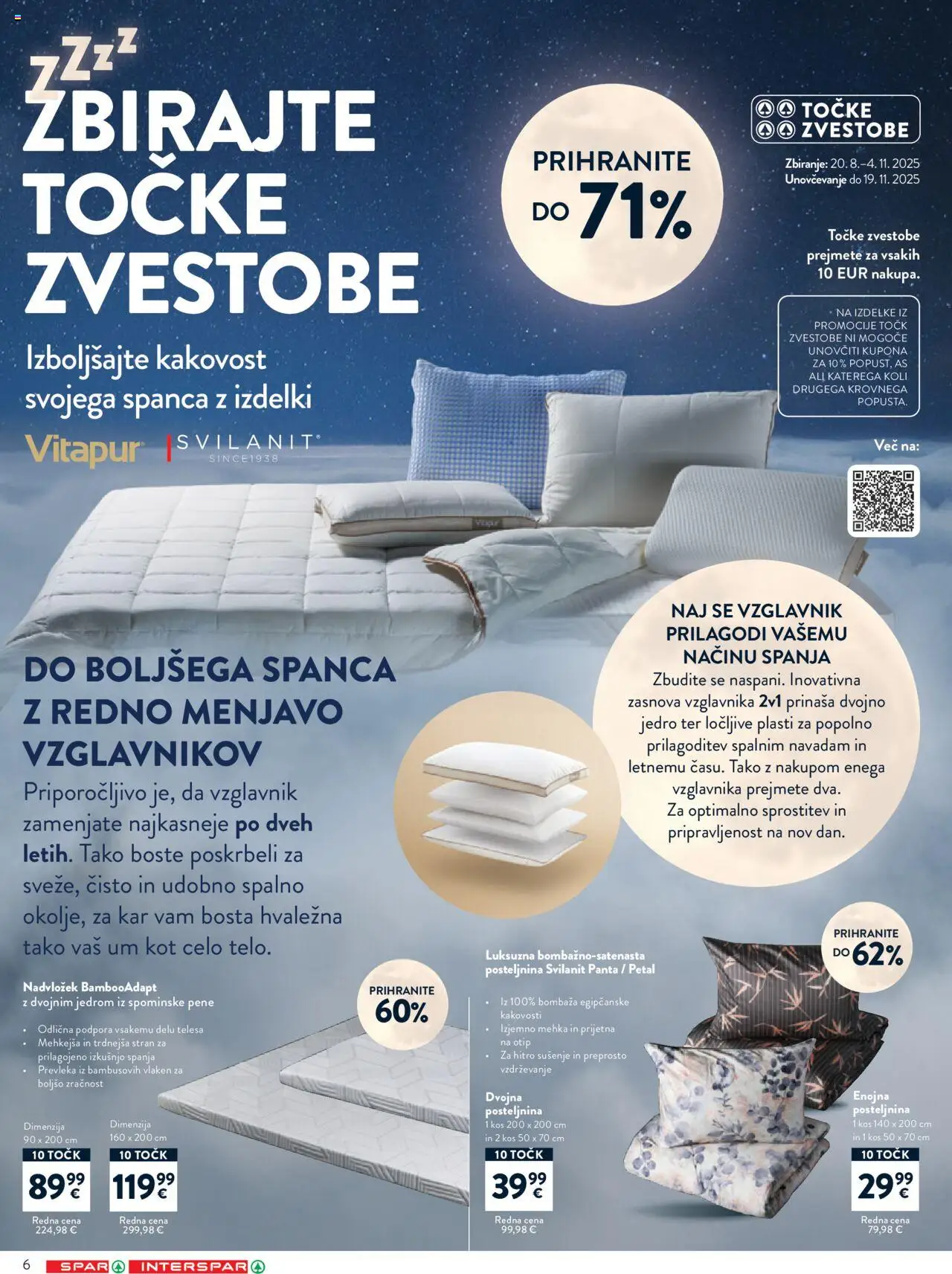 Spar katalog 34/25 │ velja od 20.08.2025 | Stran: 6 | Izdelki: Vzglavnik, Nadvložek, Prevleka, Kos