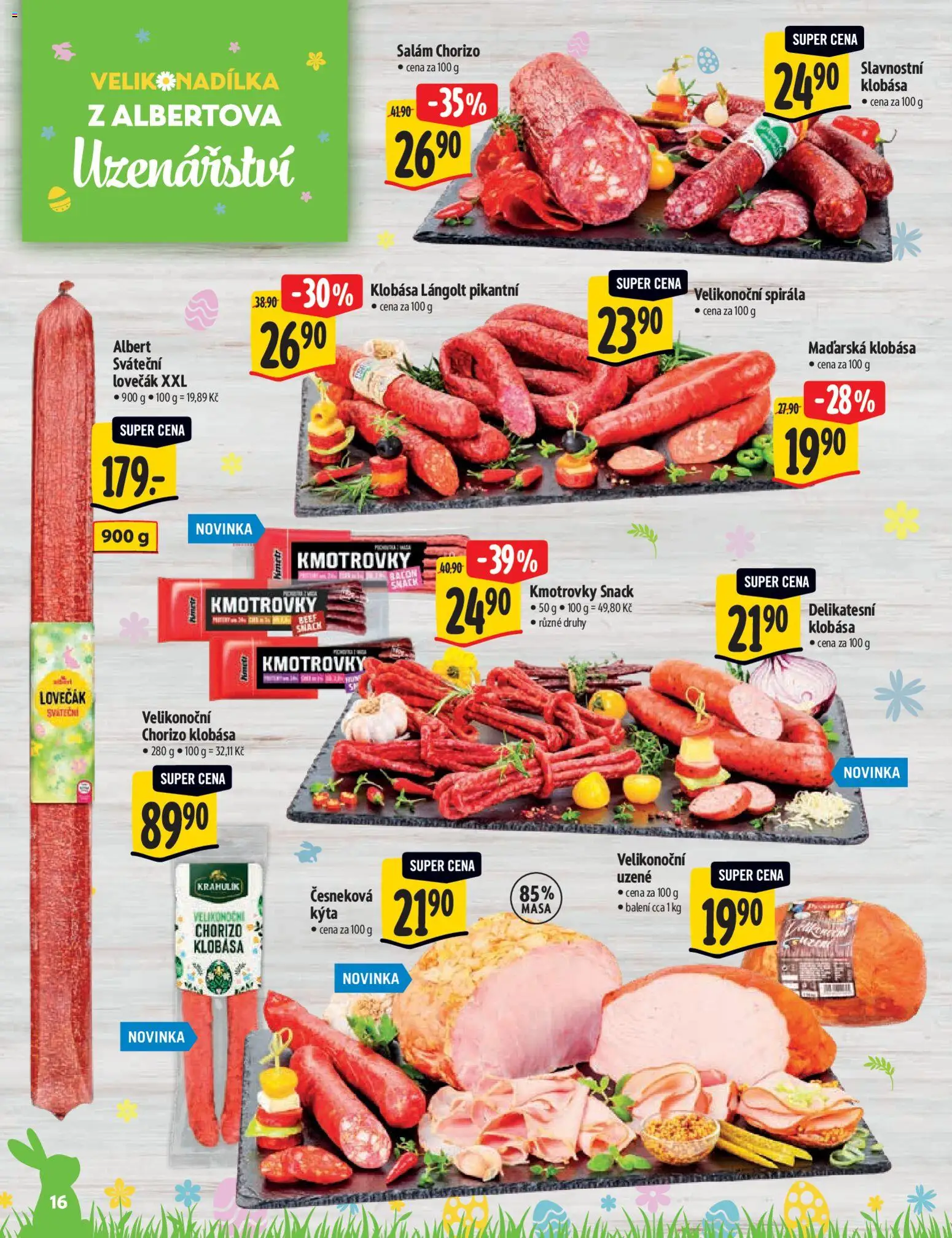 Albert katalog - Hypermarket od 25.03.2026 | Strana: 16 | Produkty: Salám, Klobása, Kýta, Chorizo