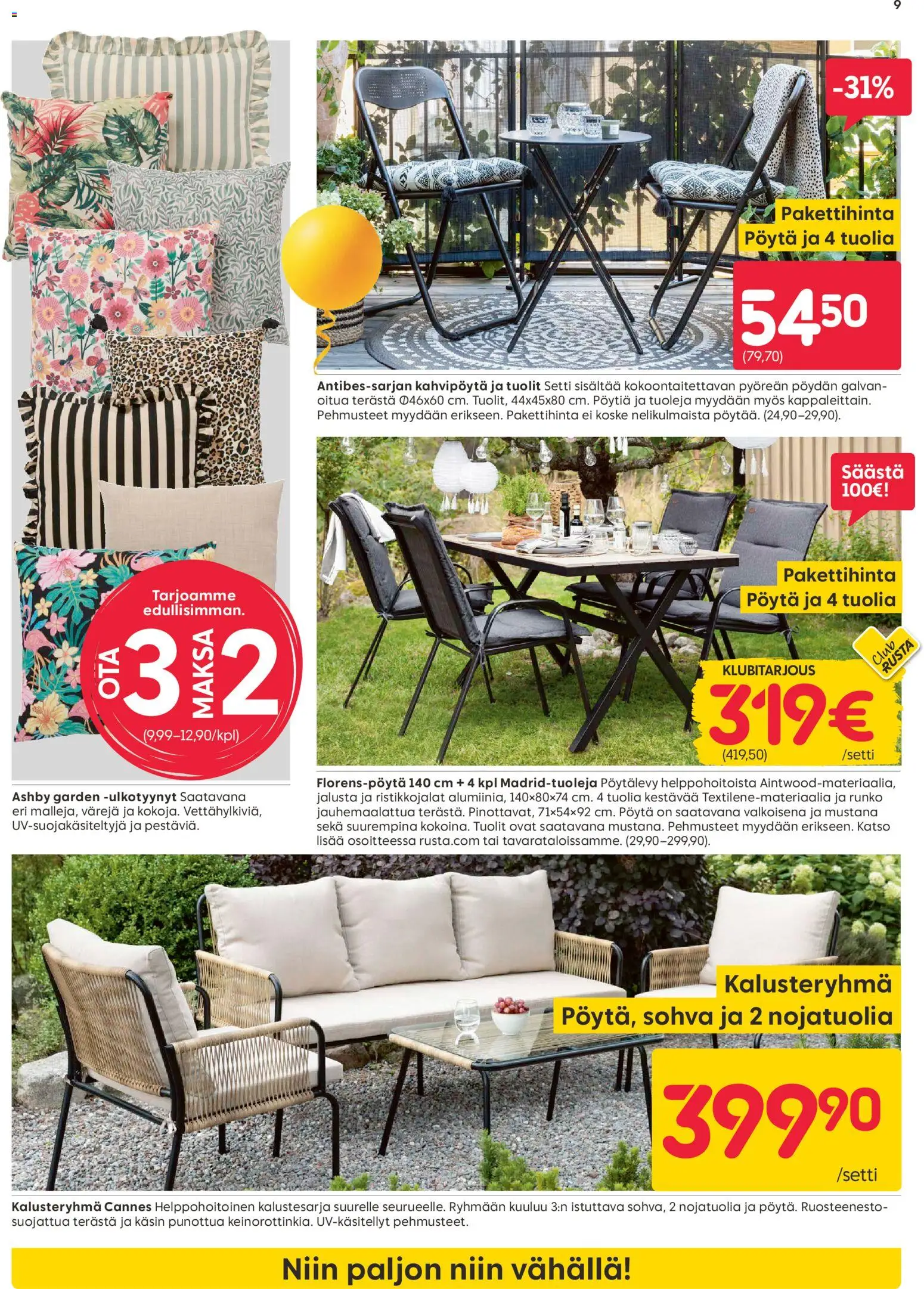 Rusta tarjoukset – voimassa 13.04.2026 alkaen | Sivu: 9 | Tuotteet: Jalusta, Sohva, Kahvipöytä, Pöytä