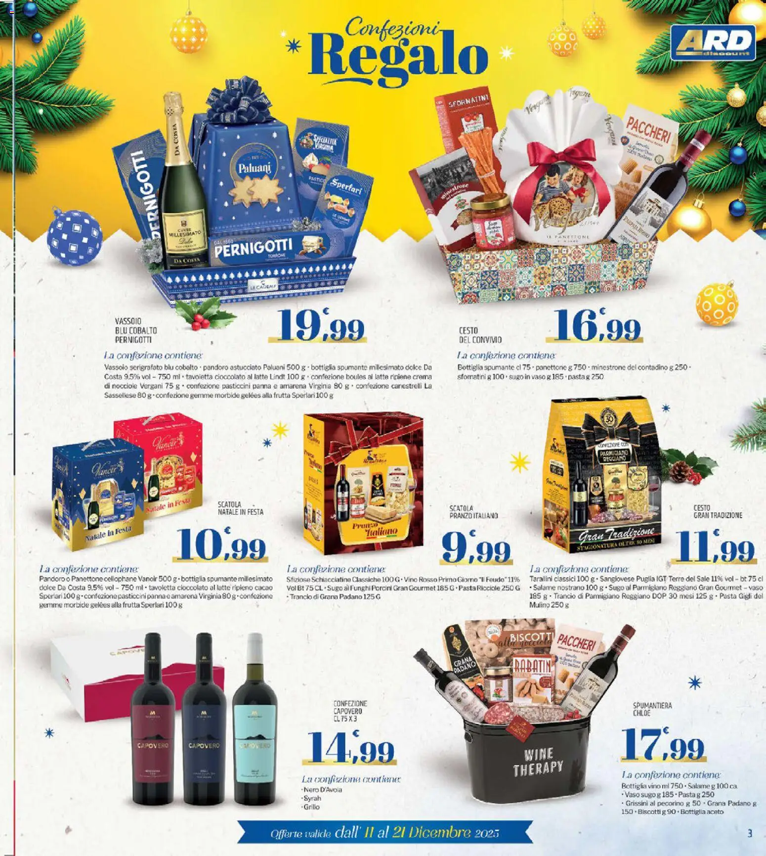 Volantino ARD Discount del 11.12.2025 | Pagina: 3 | Prodotti: Pasta, Cacao, Vino rosso, Scatola
