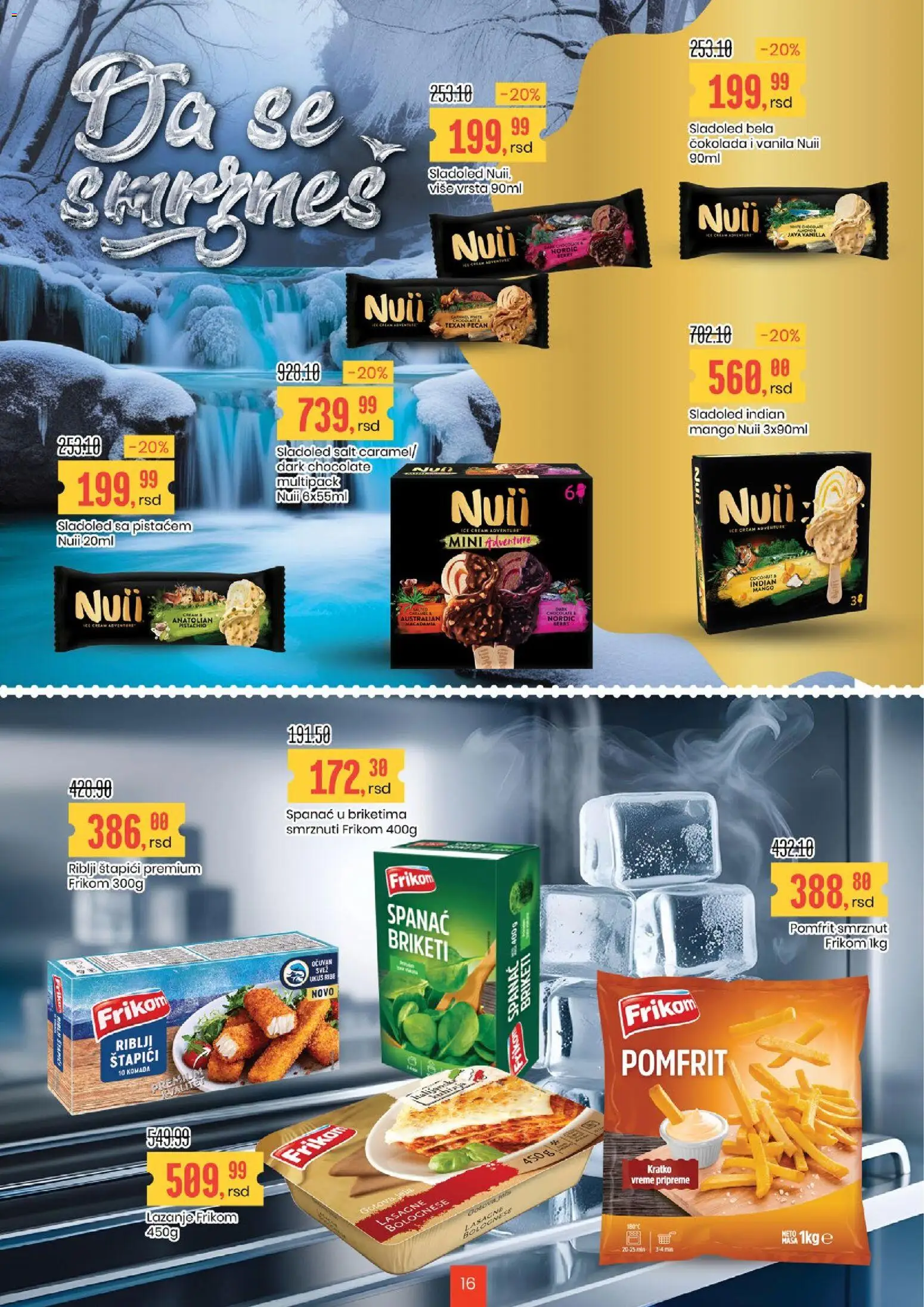 Aroma Market katalog - važi od 19.12.2025 | Strana: 16 | Proizvode: Sladoled, Mango, Riblji štapići, Lazanje