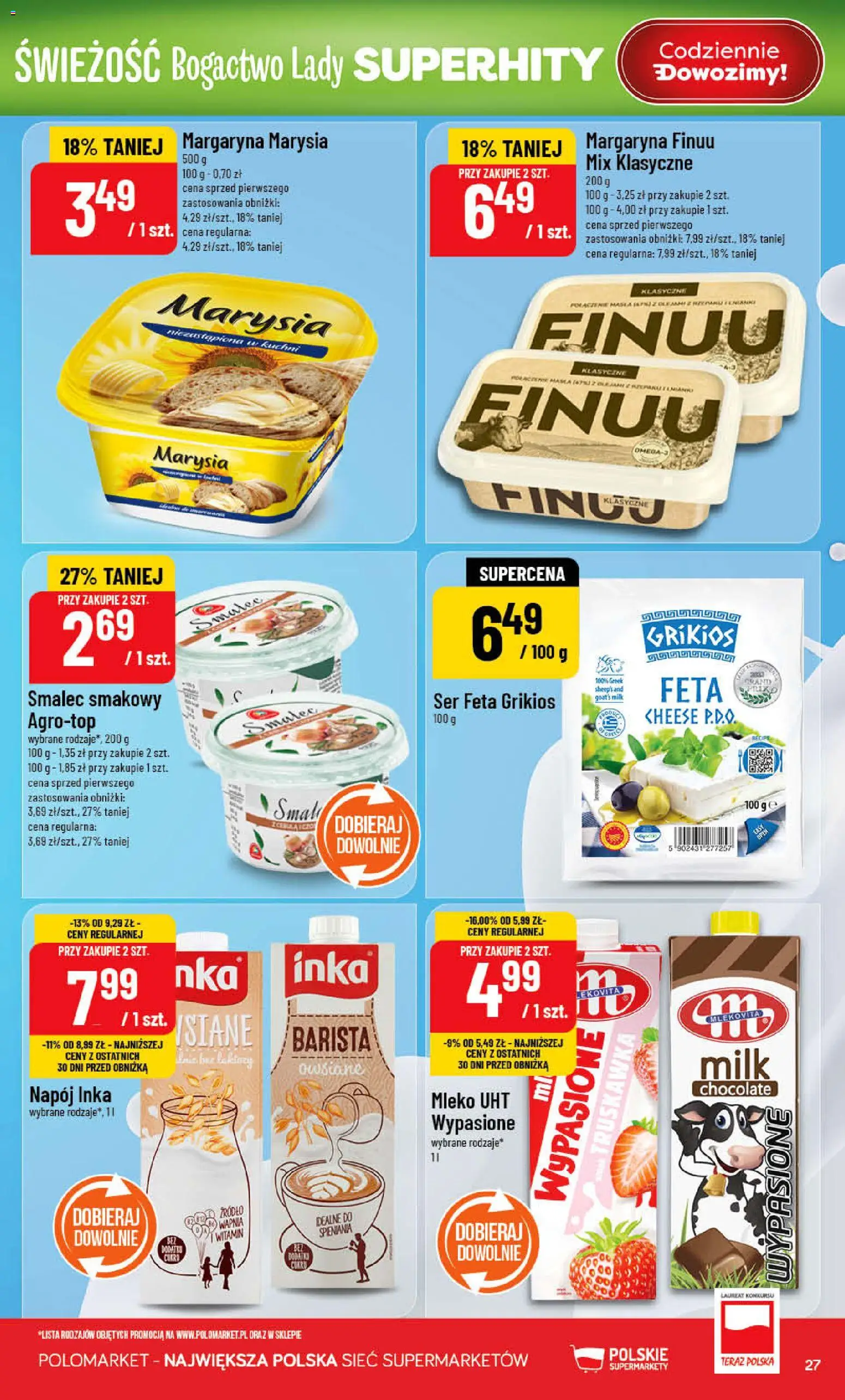POLOmarket gazetka od 08.04.2026 | Strona: 27 | Produkty: Margaryna, Ser, Lakiery, Ser feta