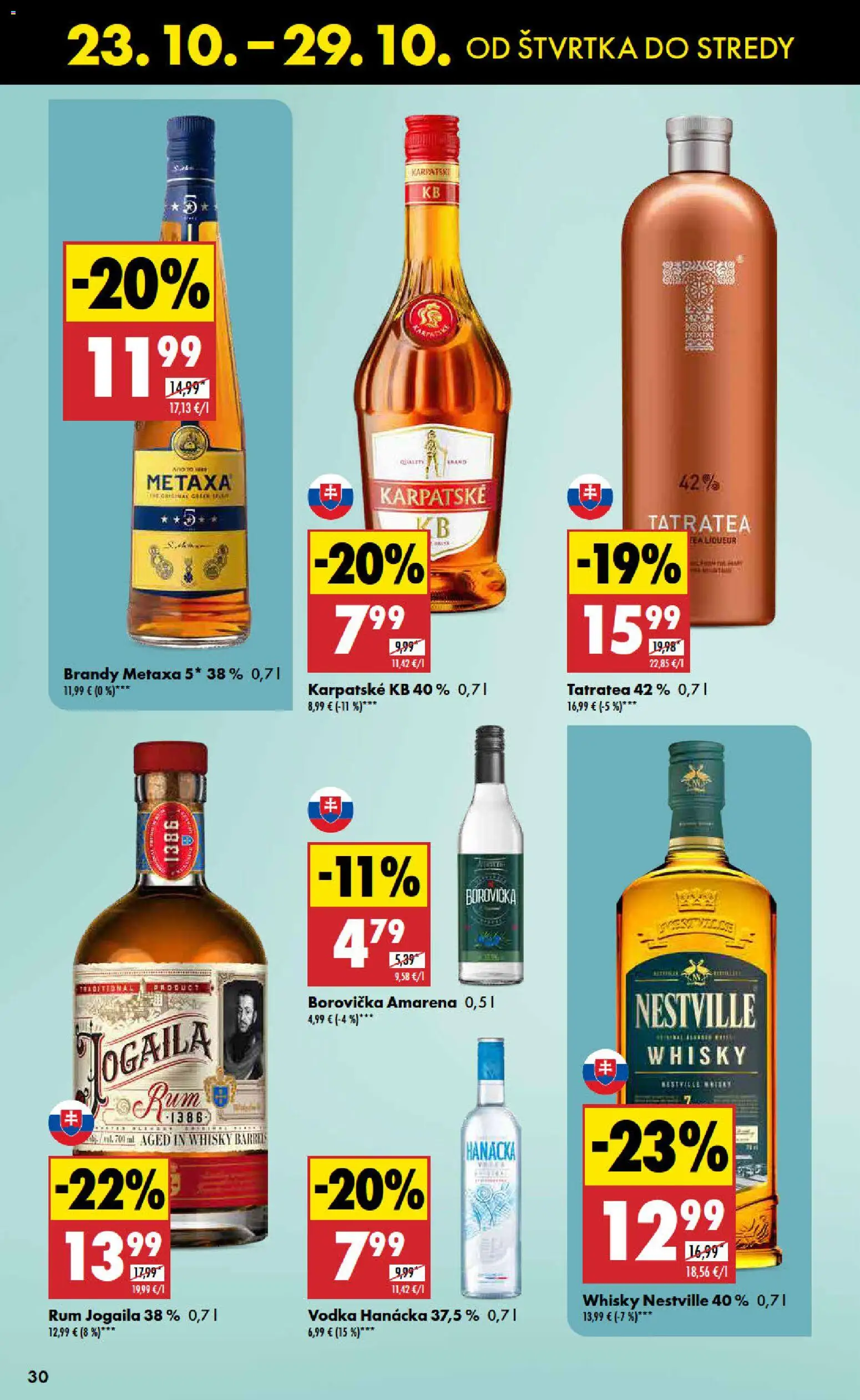 Nové Biedronka akcie – leták je platný od 23.10.2025 | Strana: 30 | Produkty: Borovička, Vodka, Whisky, Rum