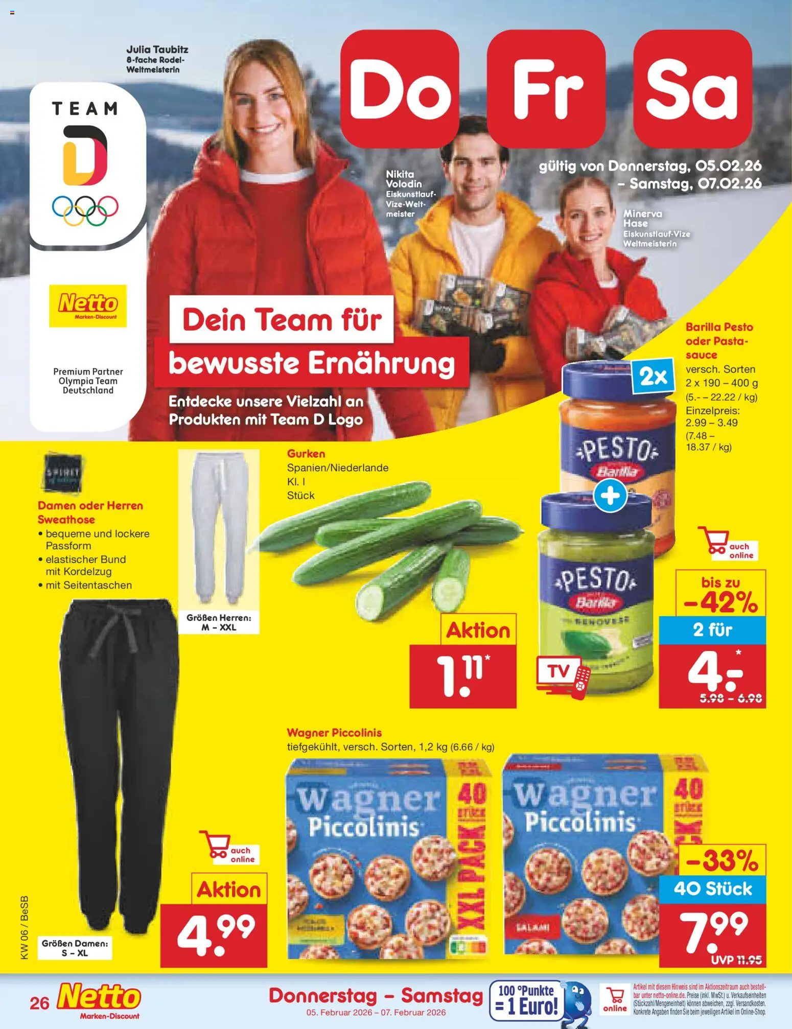 Netto Marken-Discount Prospekt 	 – gültig ab 02.02.2026 | Seite: 38 | Produkte: Sweathose, Barilla, Pasta, Gurken