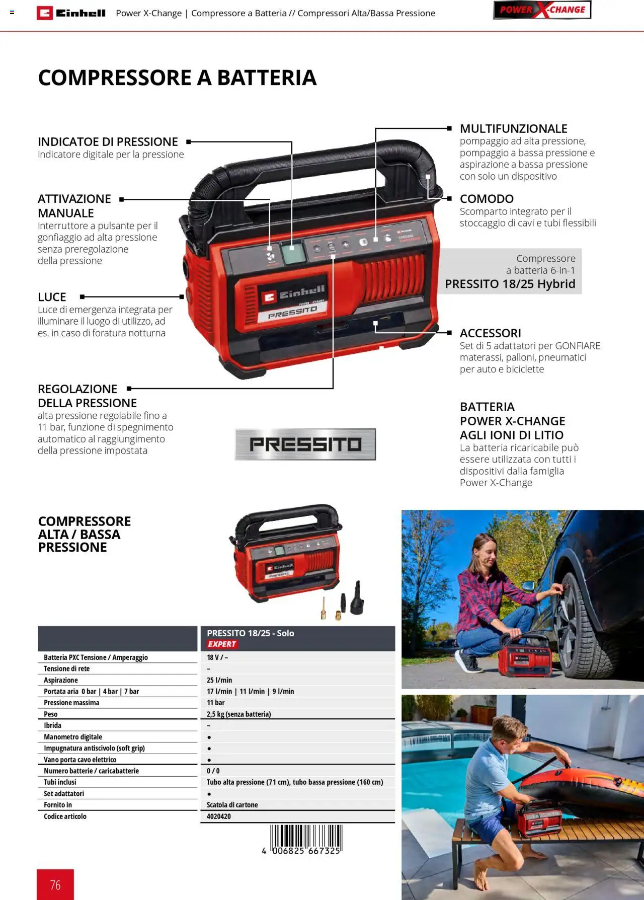 Volantino Einhell del 06.02.2025 | Pagina: 76 | Prodotti: Compressore, Tubo, Cavo, Manometro