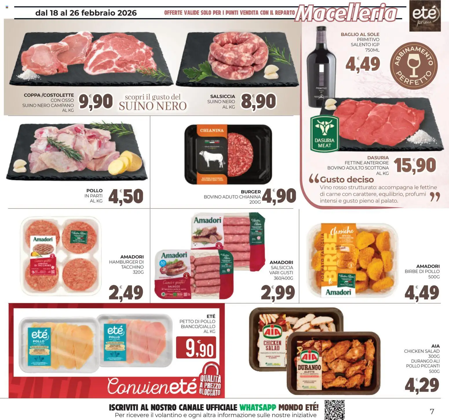 Volantino Eté del 18.02.2026 | Pagina: 7 | Prodotti: Bovino, Pollo, Suino, Hamburger