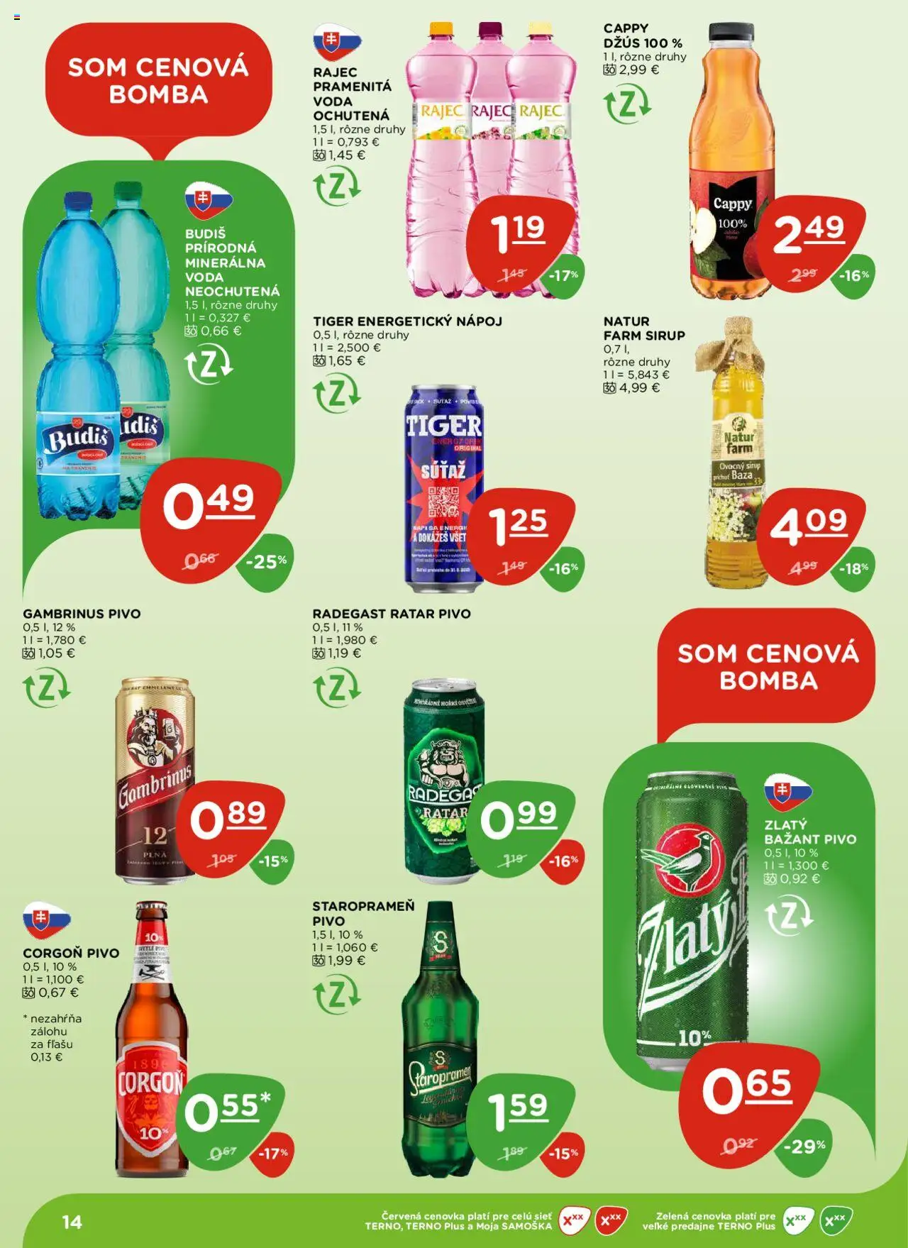 Terno leták │ platný od 21.08.2025 | Strana: 14 | Produkty: Pivo, Radegast, Budiš, Staropramen