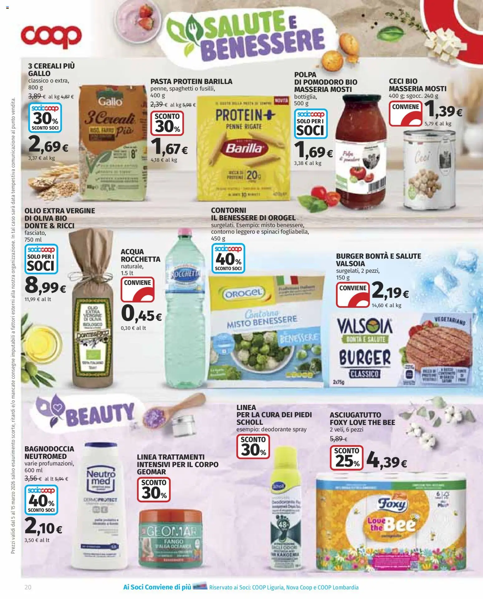 Volantino COOP del 05.03.2026 | Pagina: 20 | Prodotti: Deodorante, Pomodoro, Olio extra vergine, Asciugatutto