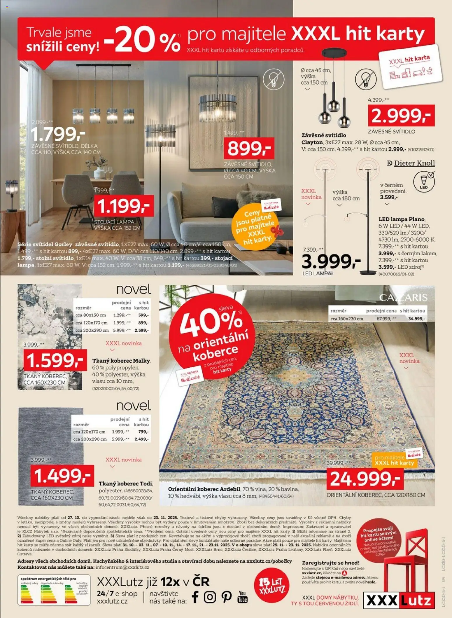 XXXLutz leták - XXXL výběr osvětlení a podlah od 27.10.2025 | Strana: 4 | Produkty: LED lampa, Karty, Koberec, Lampa