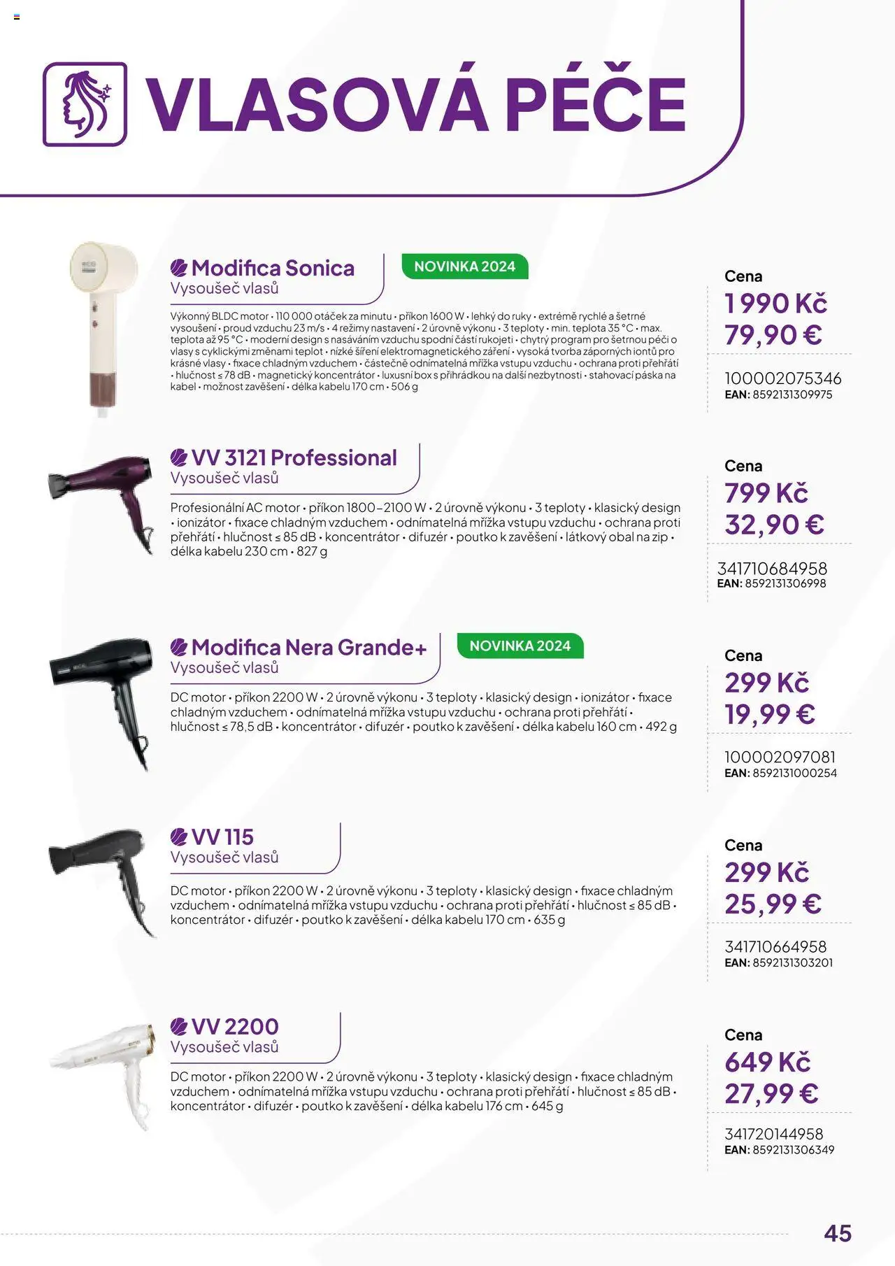 Expert elektro katalog - ECG - Malé domácí spotřebiče od 01.10.2024 | Strana: 45 | Produkty: Difuzér, Box, Kabel, Vysoušeč vlasů
