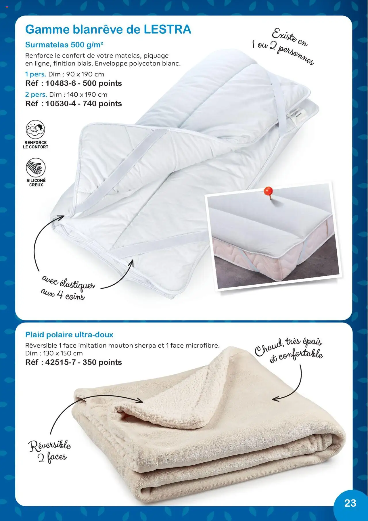 | Page: 23 | Produits: Surmatelas, Enveloppe, Élastiques