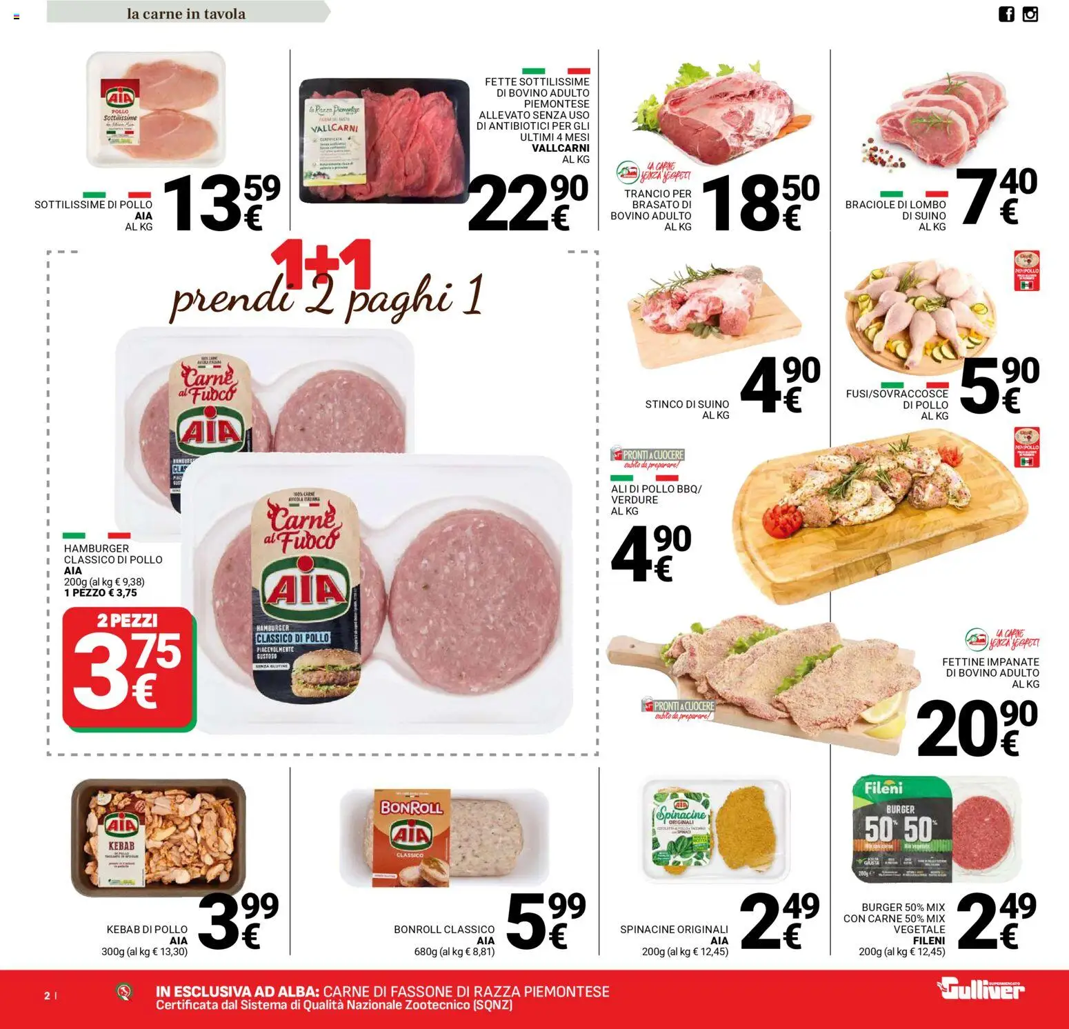 Volantino Gulliver del 13.02.2026 | Pagina: 2 | Prodotti: Bovino, Verdure, Suino, Hamburger