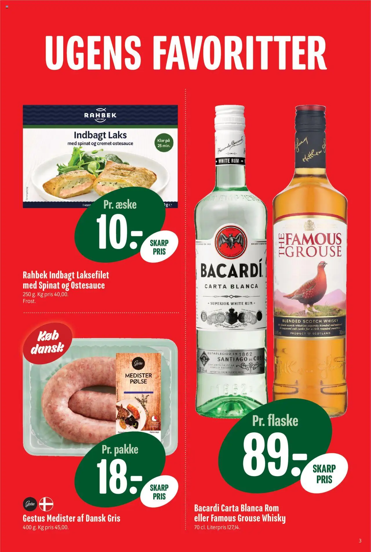 Min Købmand Tilbudsavis gyldig fra 22.08.2025 | Side: 3 | Produkter: Whisky, Rom, Spinat