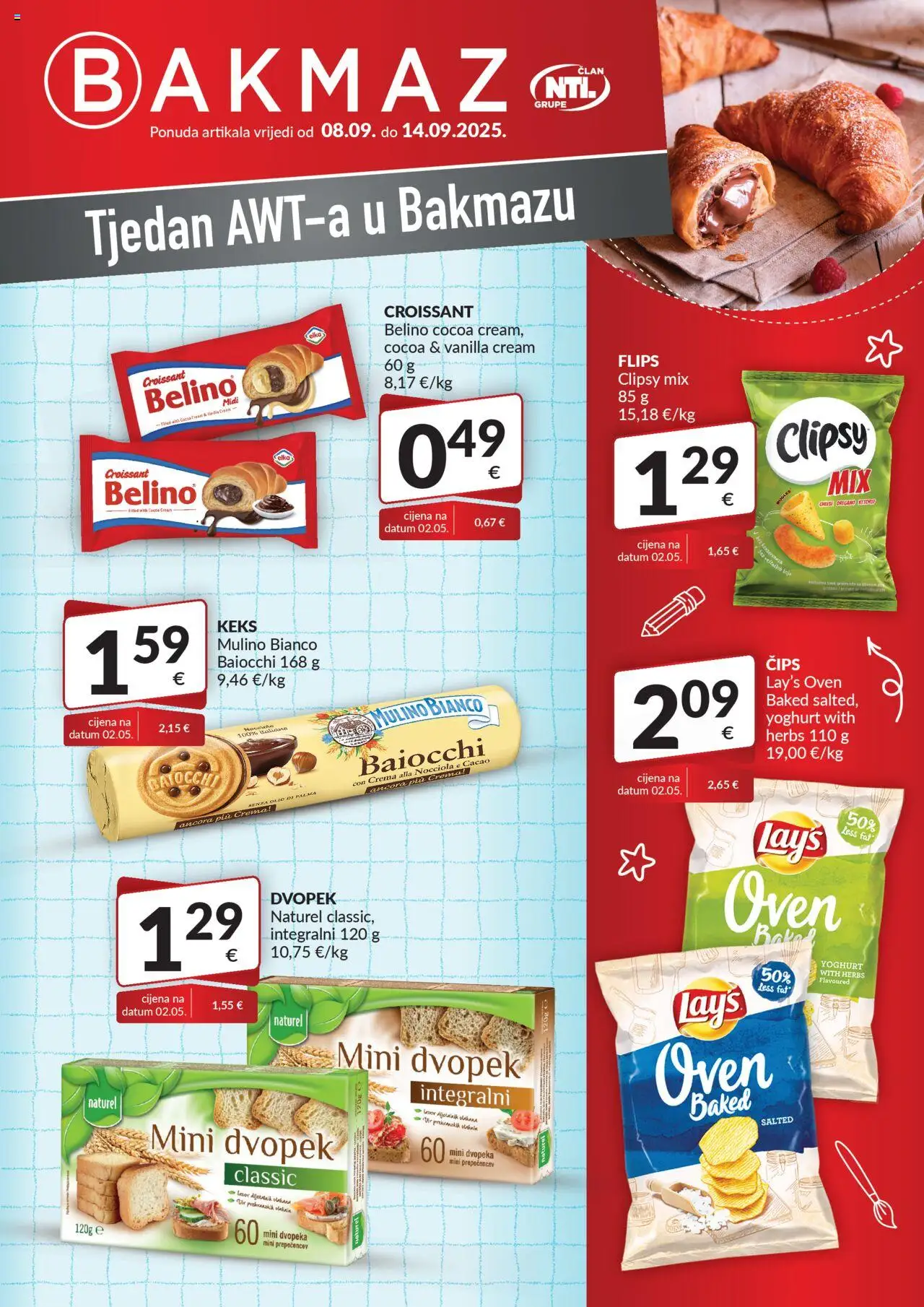 Bakmaz katalog | vrijedi od 08.09.2025 | Stranica: 1 | Proizvodi: Flips, Dvopek, Čips, Keks