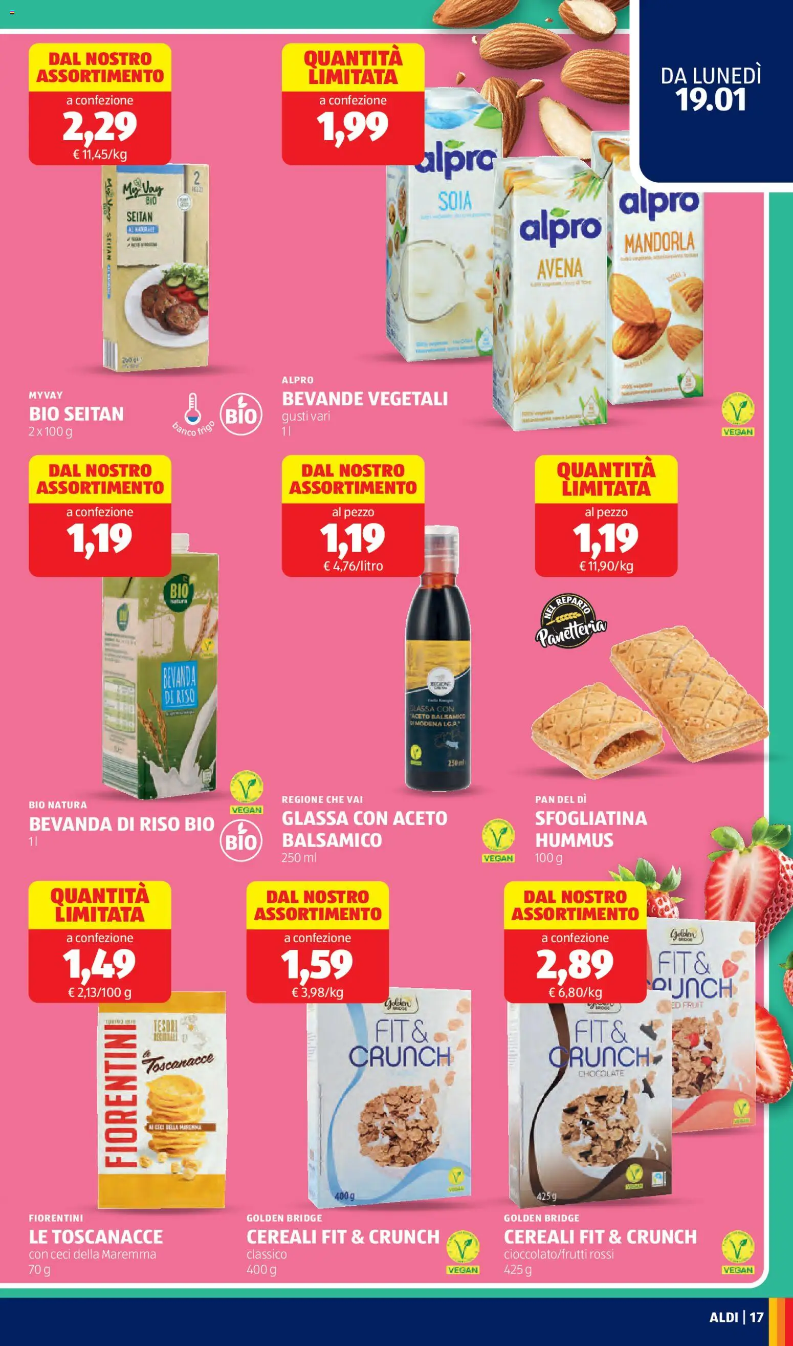 Volantino Aldi del 19.01.2026 | Pagina: 17 | Prodotti: Ceci, Glassa, Seitan, Bevanda di riso