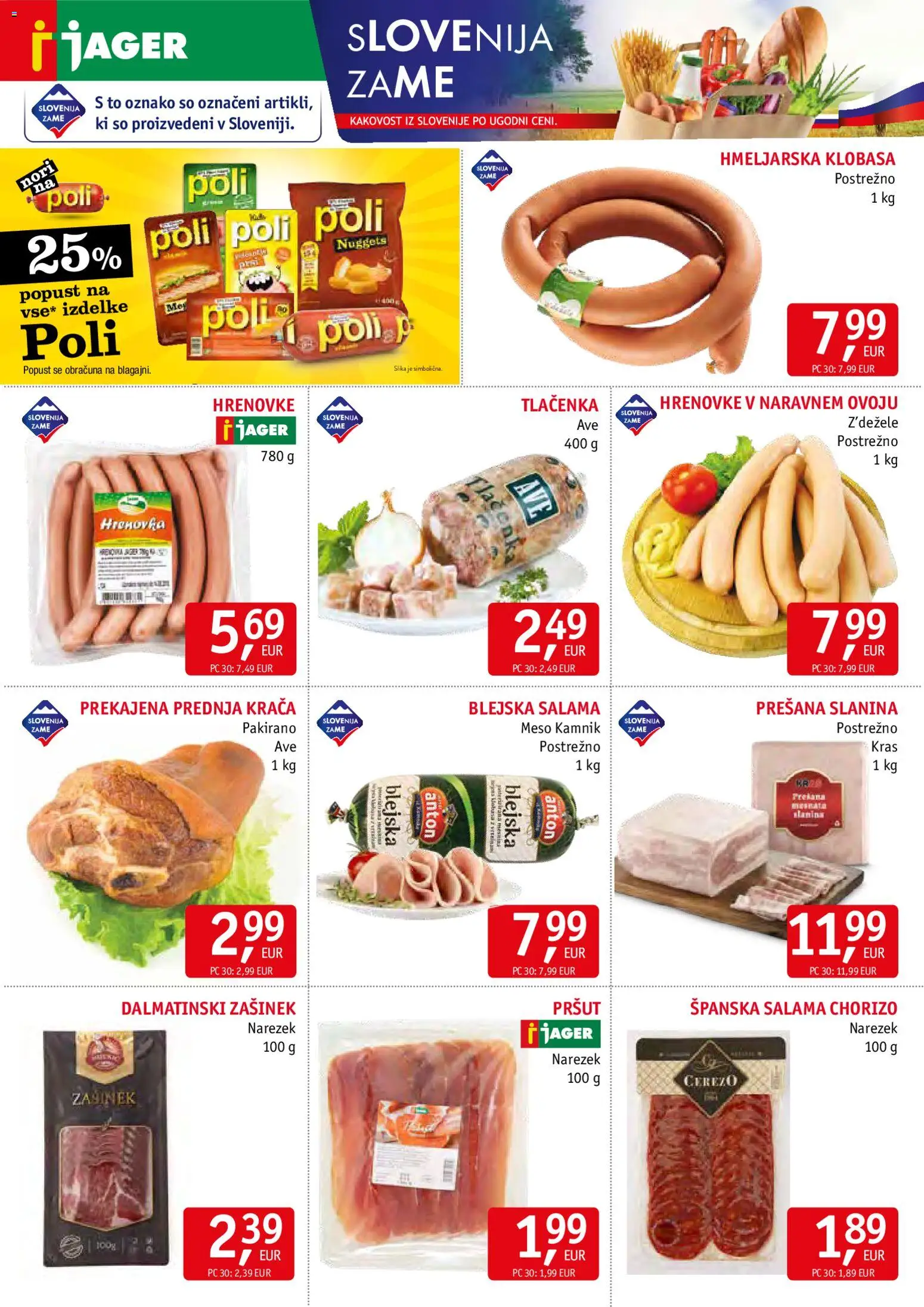 Novi Jager katalog ponudbe – veljaven od 12.11.2025 | Stran: 2 | Izdelki: Hrenovke, Pršut, Narezek, Salama
