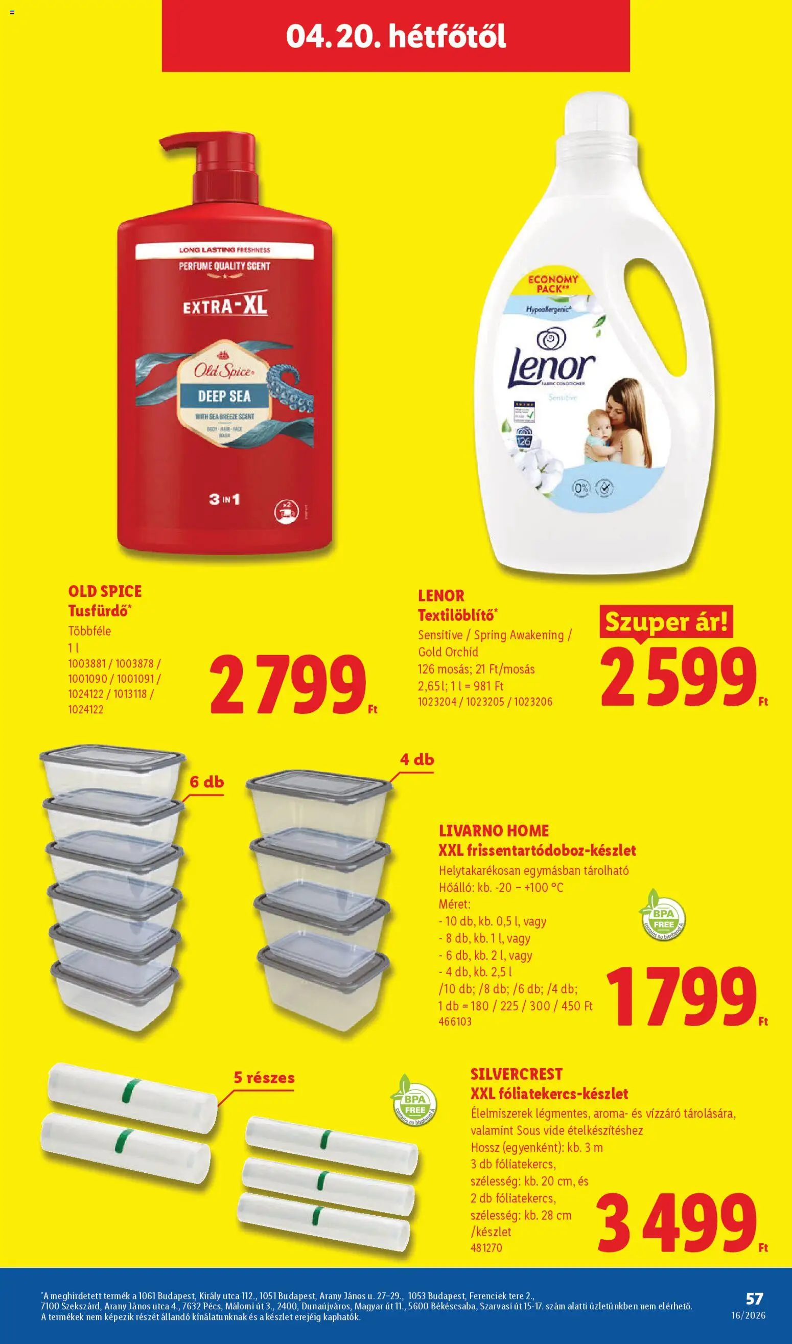 Lidl akciós ujság - amely érvényes a következő dátumtól: 16.04.2026 | Oldal: 57 | Termékek: Old spice