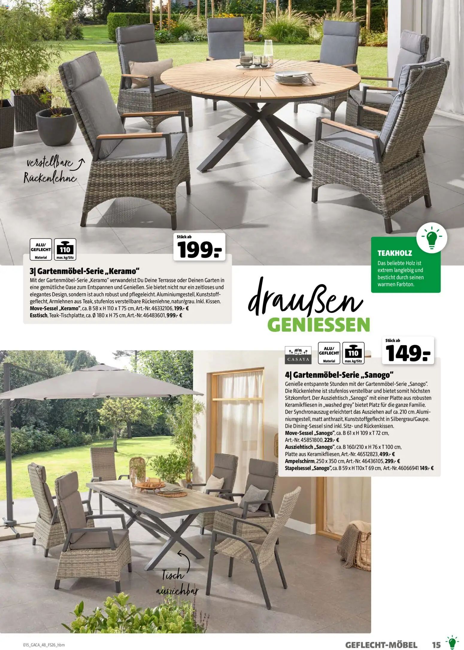 Hagebau Gartenmöbelsortiment – gültig ab 02.03.2026 | Seite: 15 | Produkte: Tisch