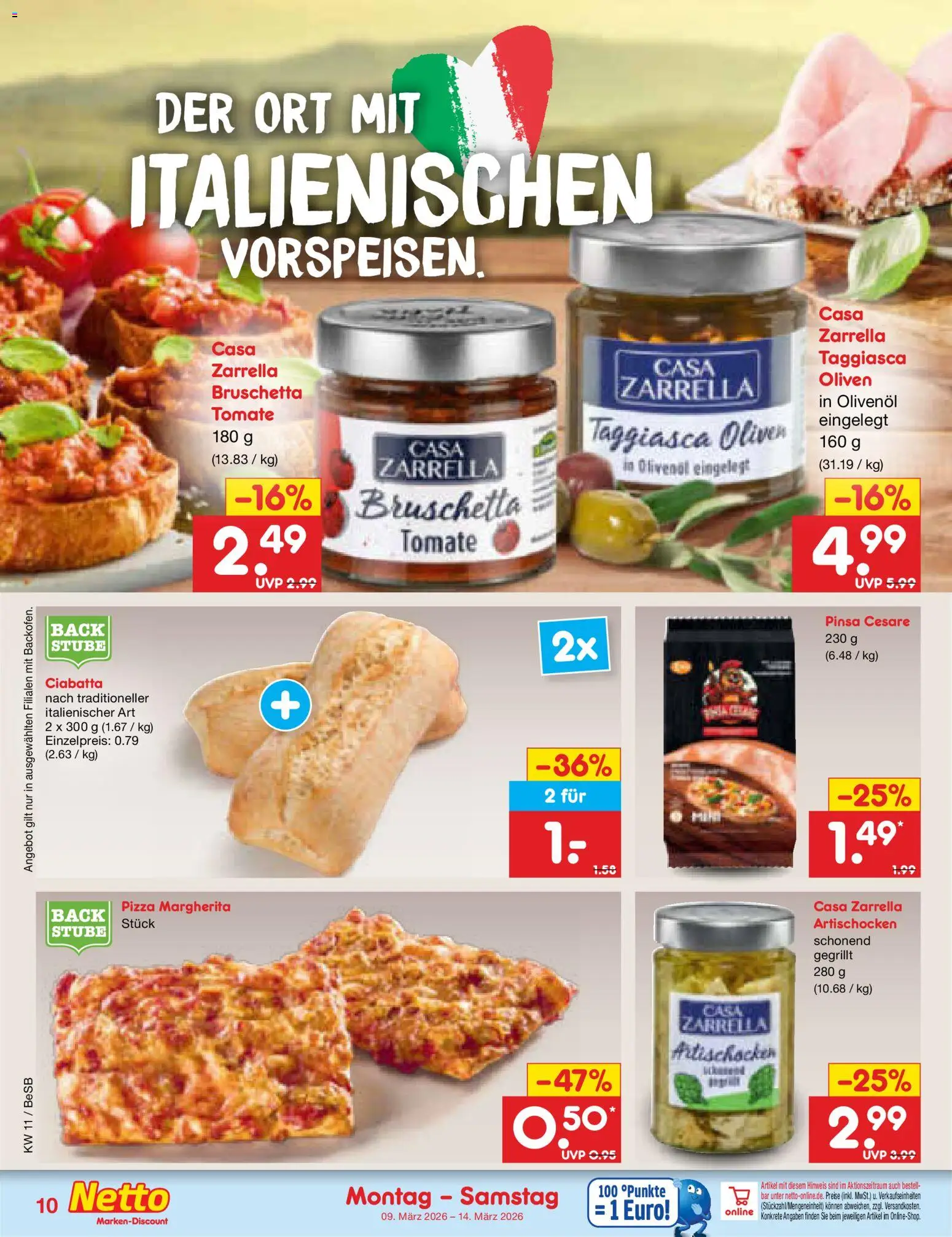 Netto Marken-Discount Prospekt 	 – gültig ab 09.03.2026 | Seite: 10 | Produkte: Olivenol, Pizza