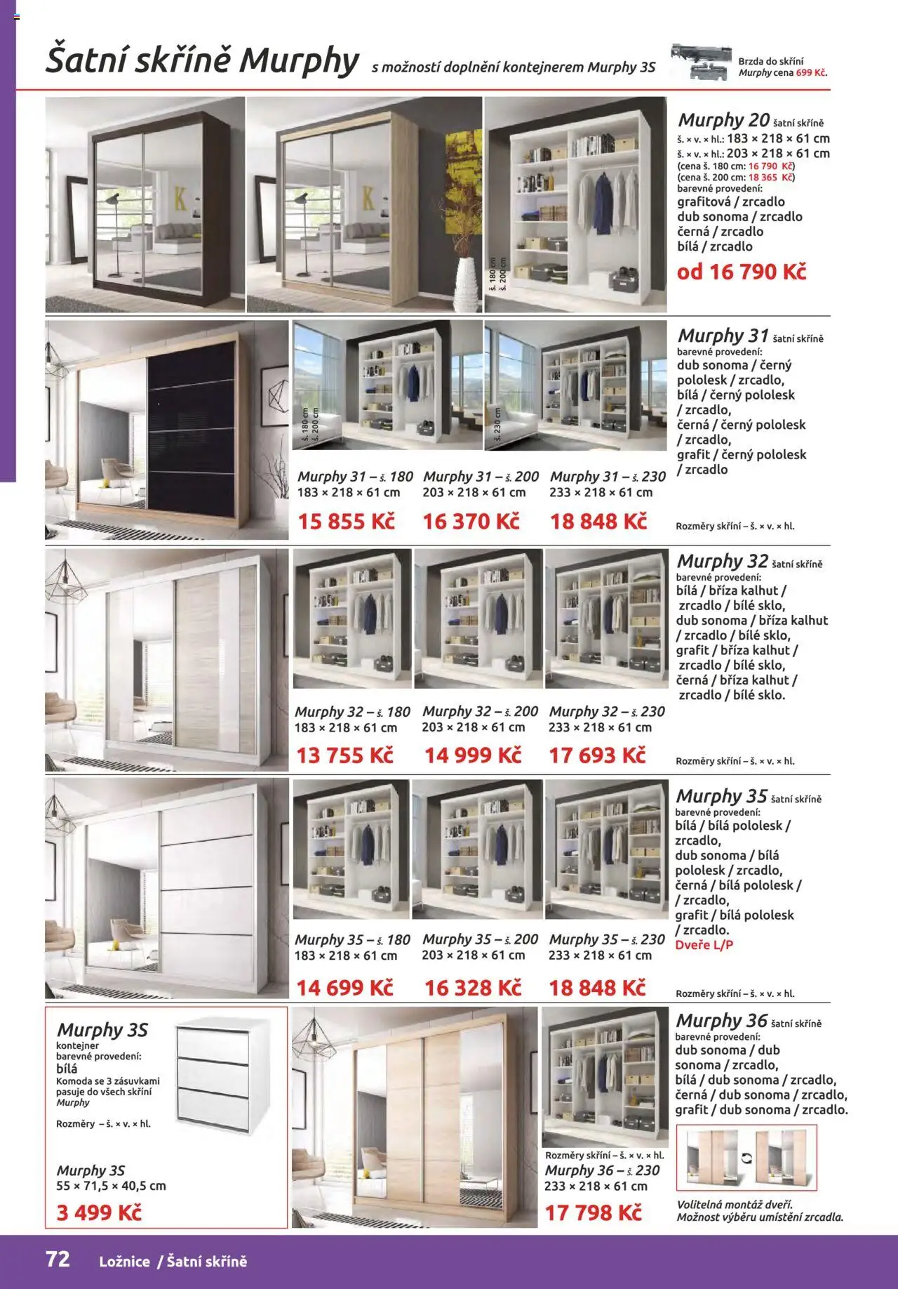 ORFA nábytek katalog 2025-2026 od 01.10.2025 | Strana: 72 | Produkty: Skříně, Komoda, Zrcadlo, Šatní skříně