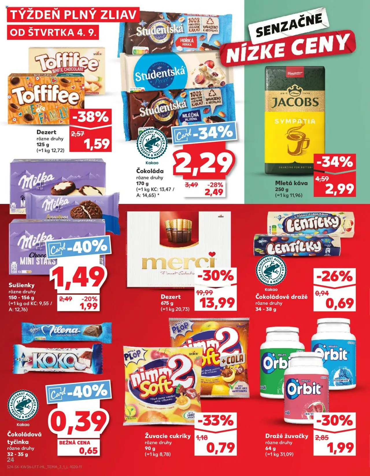 Kaufland Poprad-Moyzesova │ platný od 04.09.2025 | Strana: 24 | Produkty: Merci, Čokoláda, Toffifee, Kakao
