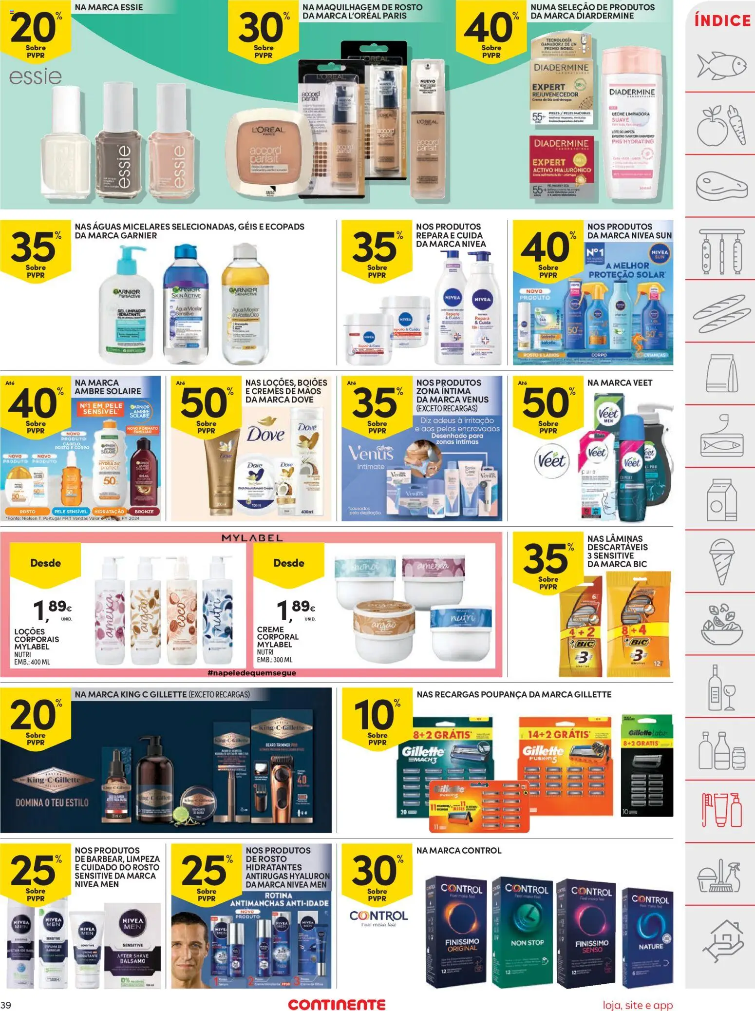 Continente folheto │ válido de 14.04.2026 | Página: 39 | Produtos: Água micelar, Maquilhagem, Creme corporal, Creme