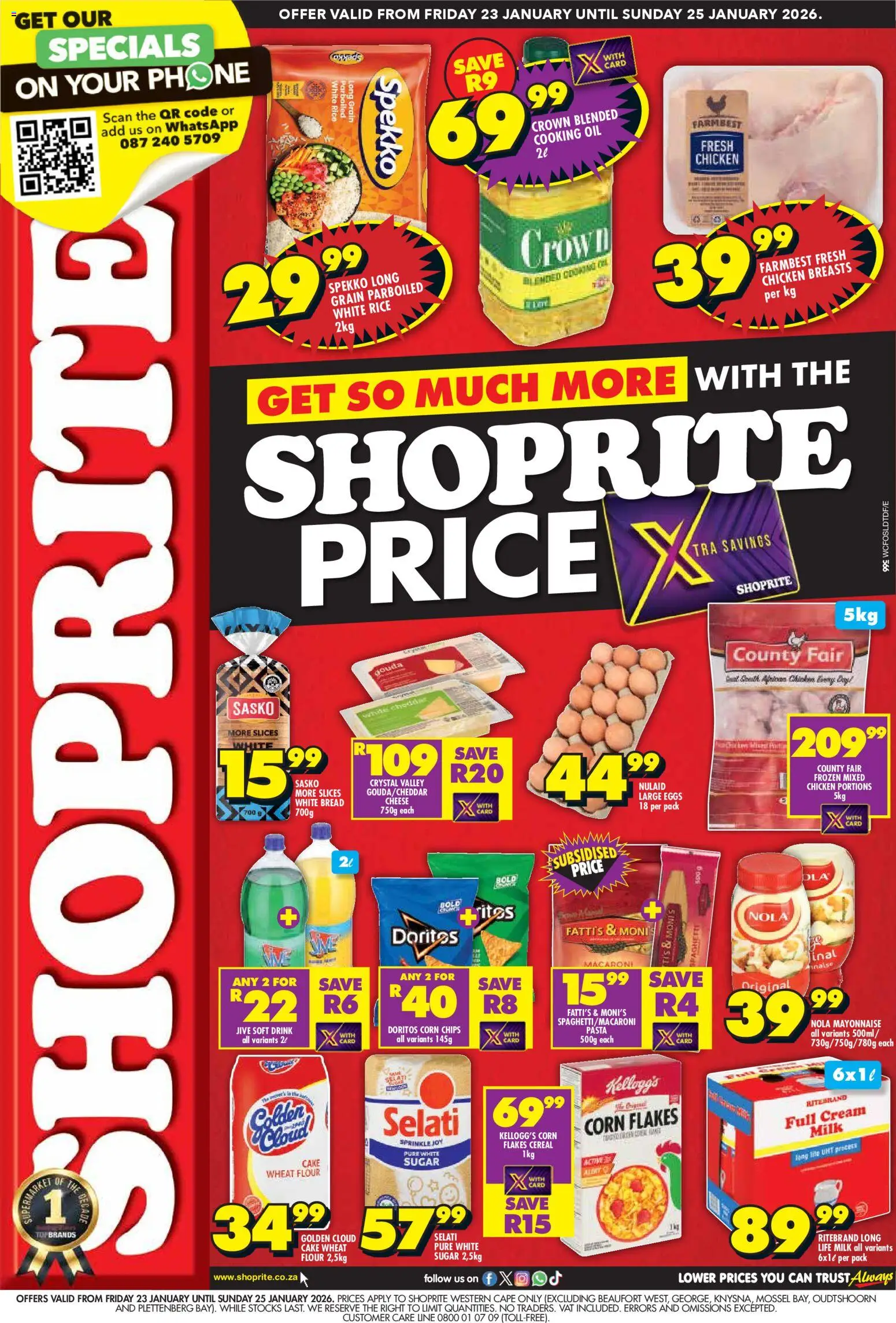 New Shoprite catalogue – valid from 23.01.2026 | Page: 1 | Products: Phone, Milk, Oil, Sugar