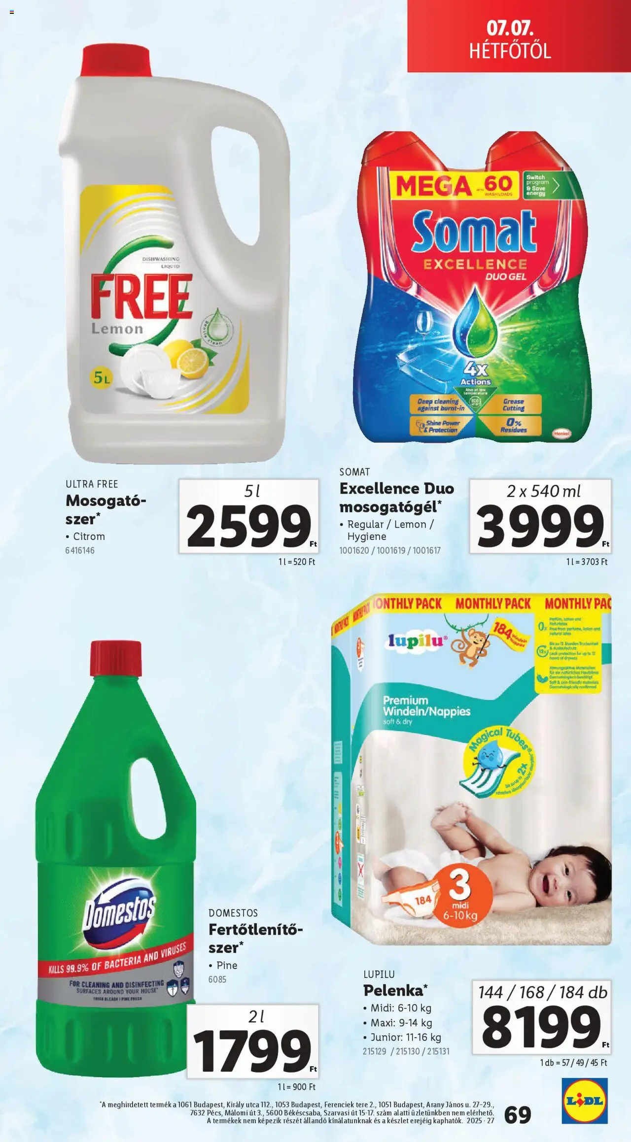 Lidl akciós ujság - amely érvényes a következő dátumtól: 03.07.2025 | Oldal: 69 | Termékek: Somat, Citrom