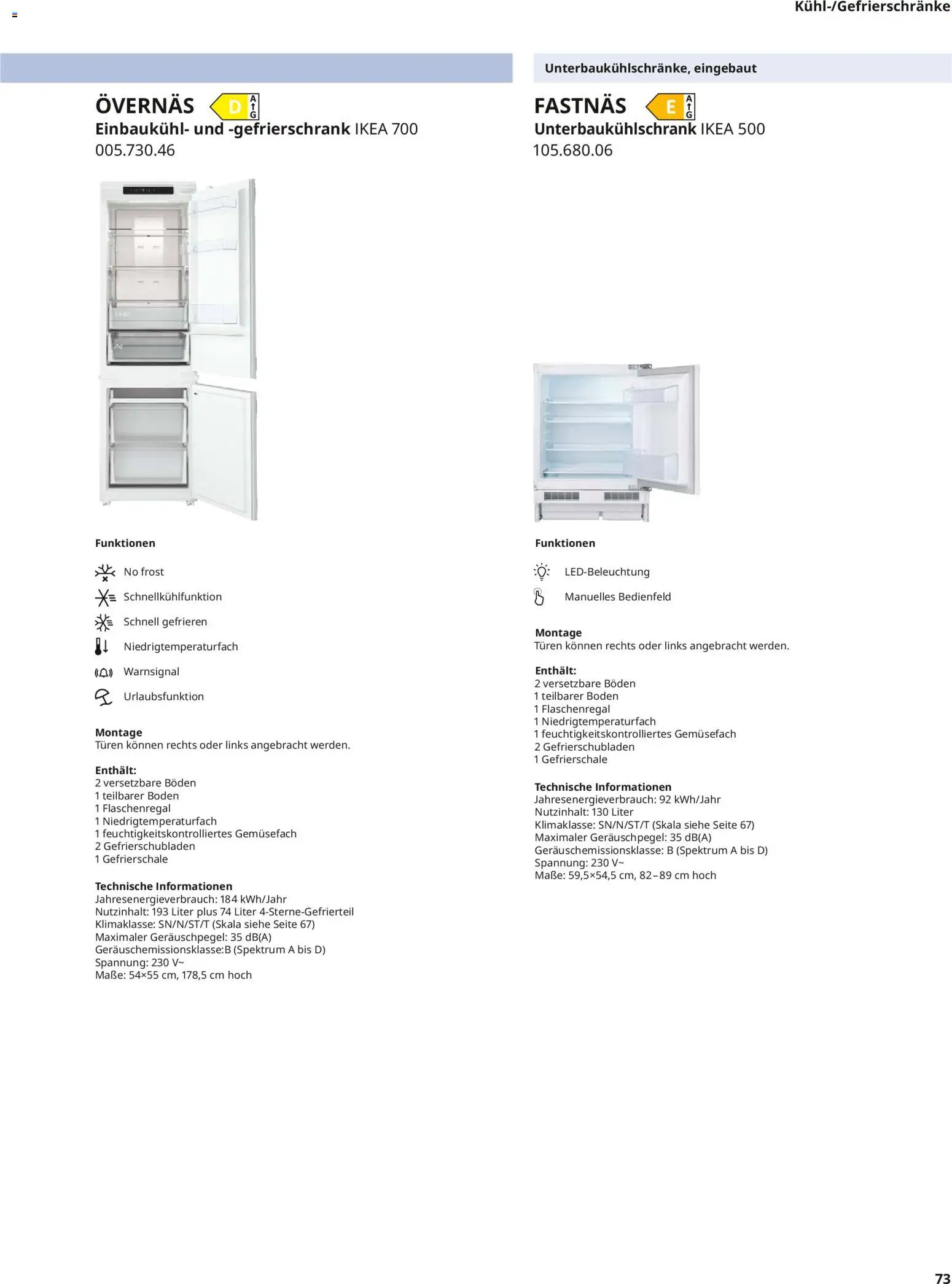 Ikea Elektrogeräte – gültig ab 10.04.2026 | Seite: 73 | Produkte: Gefrierschrank