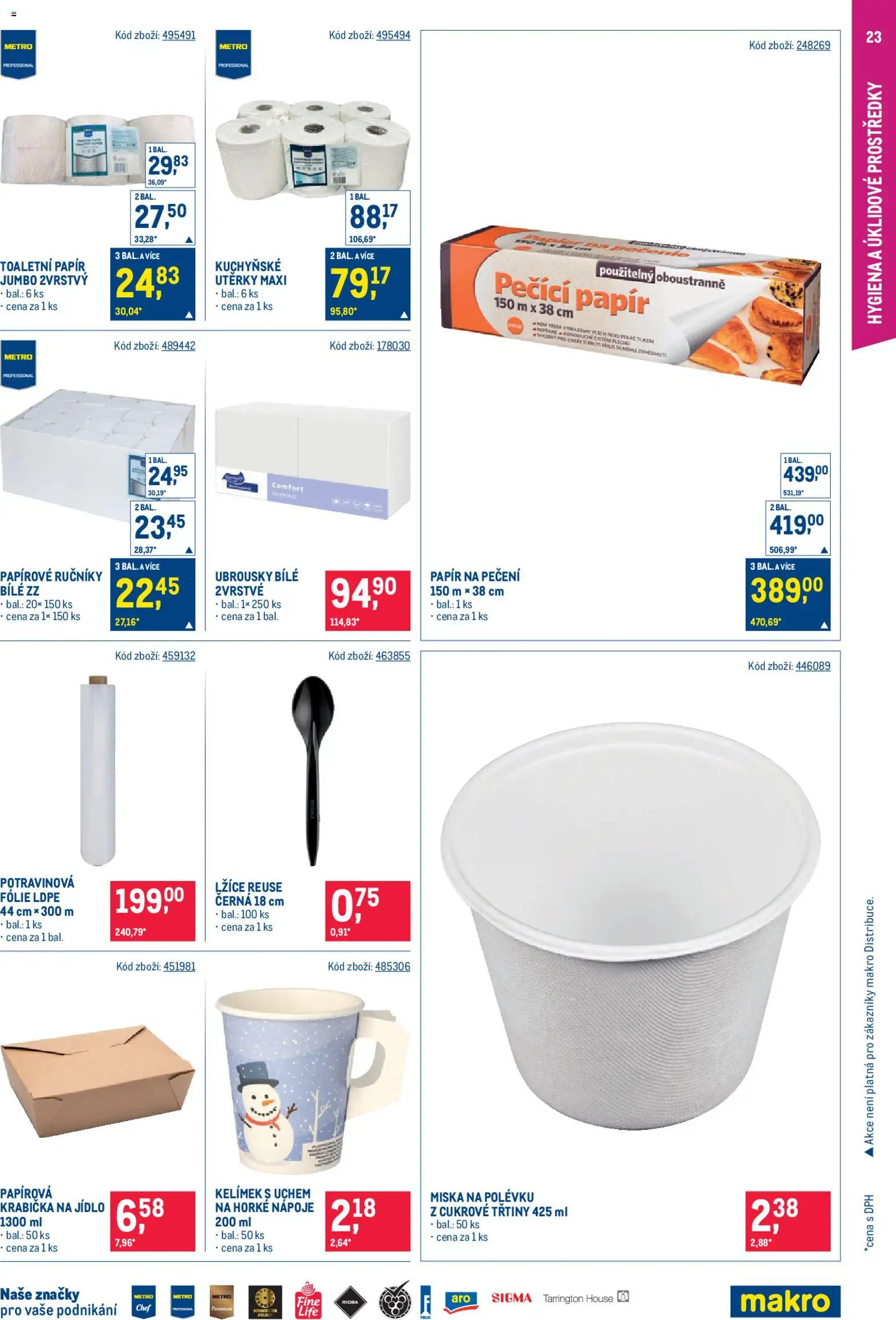 Makro leták - Gastronomie od 28.01.2026 | Strana: 23 | Produkty: Toaletní papír, Ubrousky, Ručníky, Potravinová folie