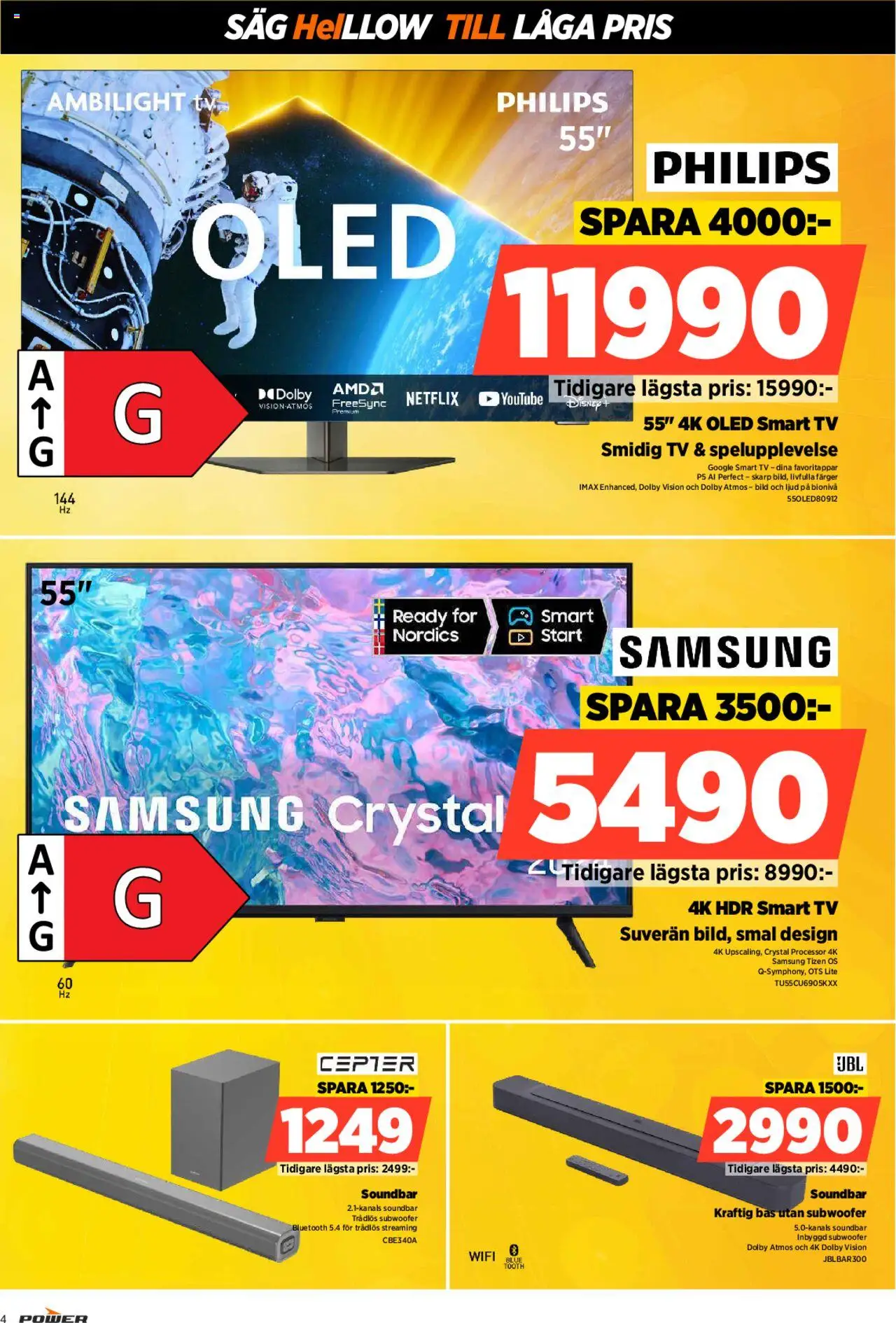Power reklamblad aktuell från 16.06.2025 | Sida: 4 | Produkter: Såg, Smart tv, Tv, Wifi